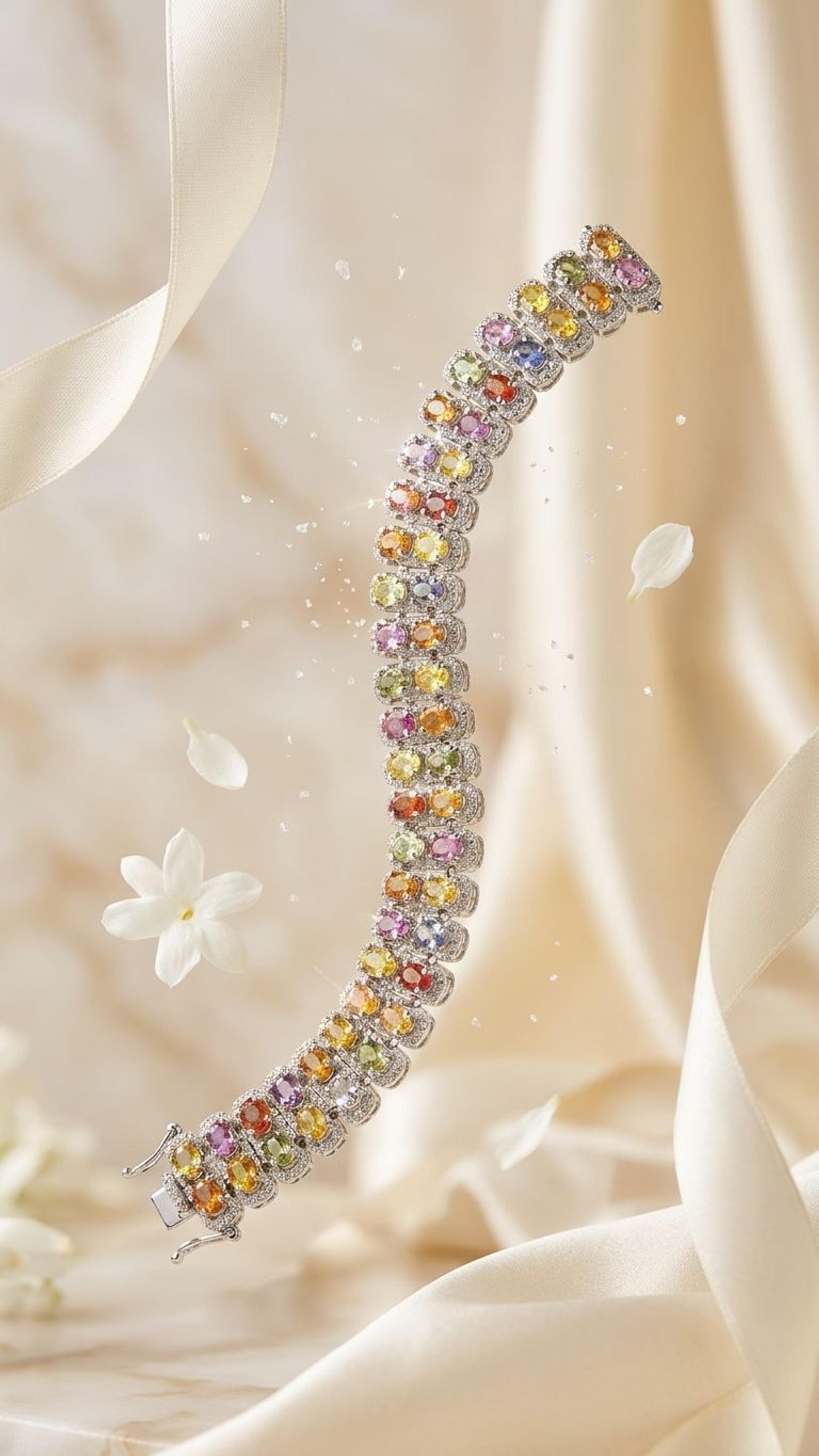 Multi Sapphire Bracelet view 3 — Bracelets in 92.5 Sterling Silver