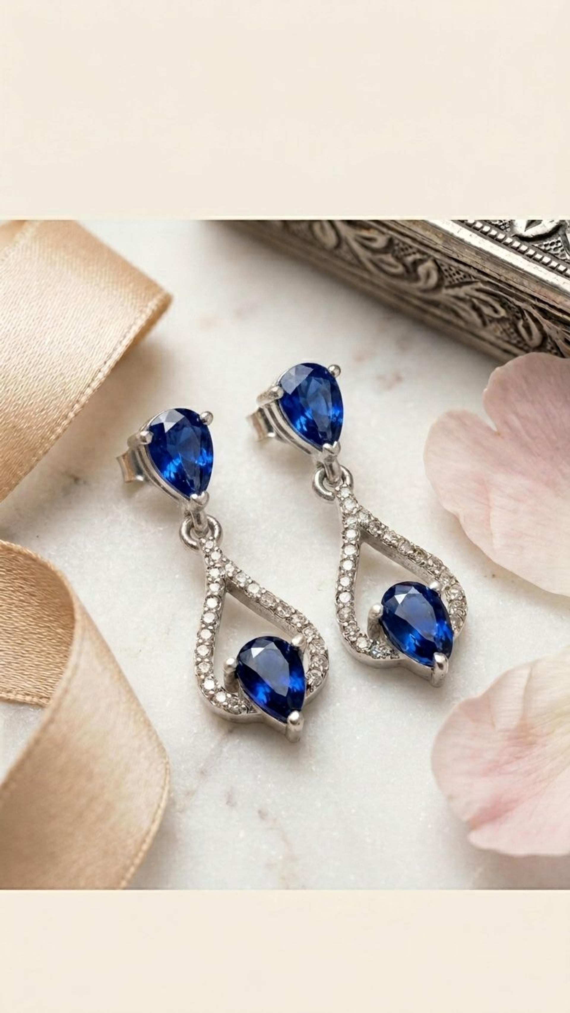 Kyanite Earrings view 2 — Earrings in 92.5 Sterling Silver