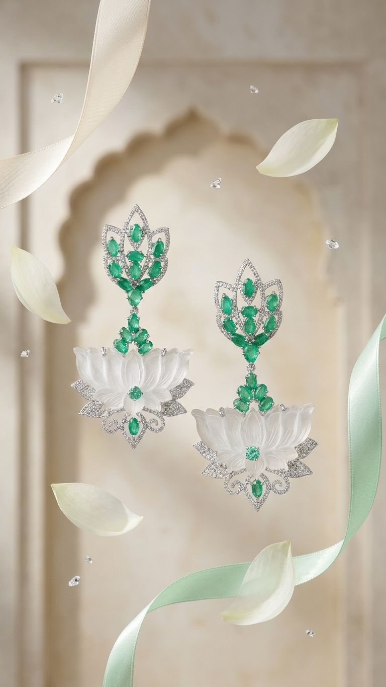 Crystal Emerald Earrings view 3 — Earrings in 92.5 Sterling Silver