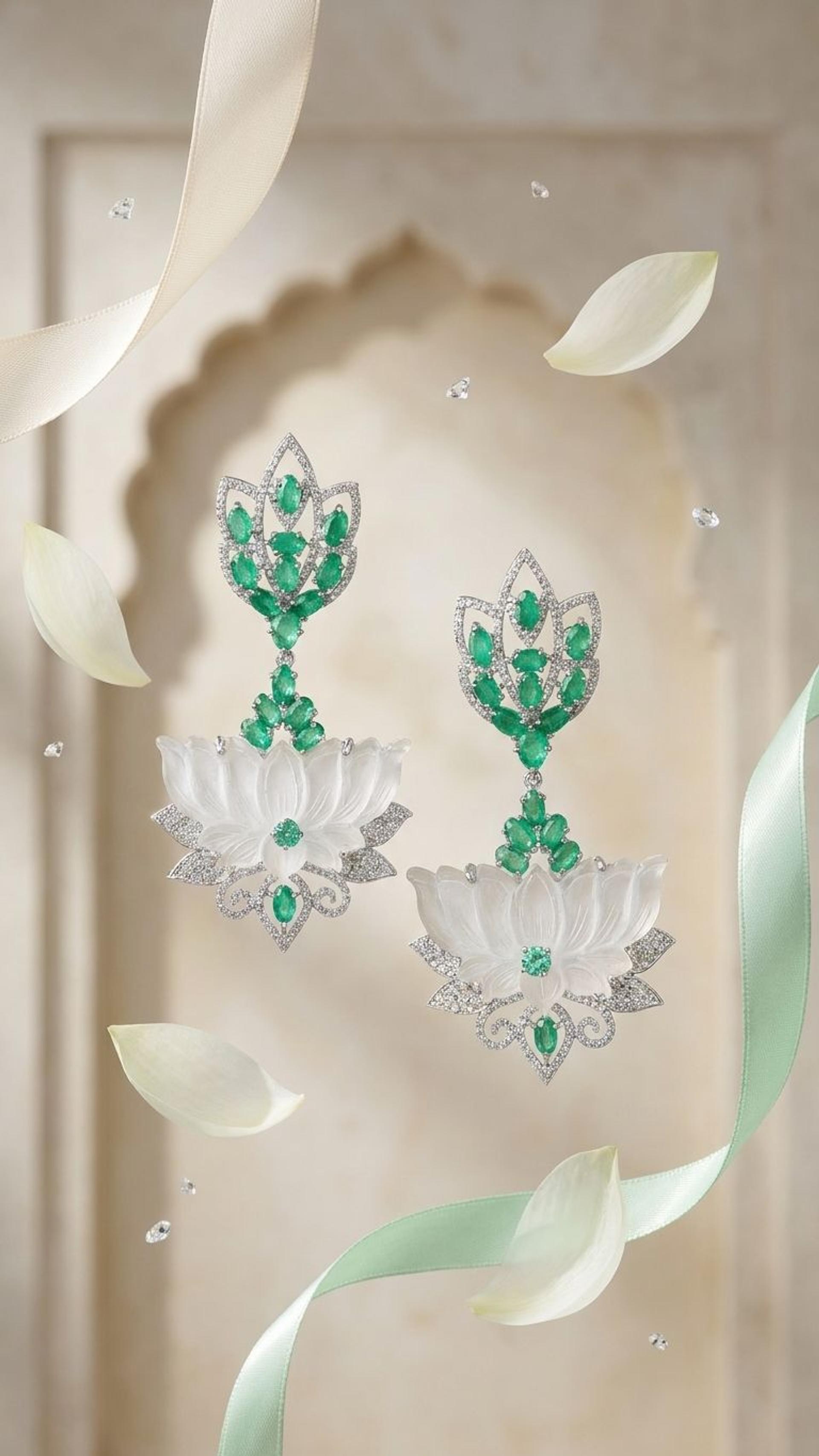 Crystal Emerald Earrings view 3 — Earrings in 92.5 Sterling Silver