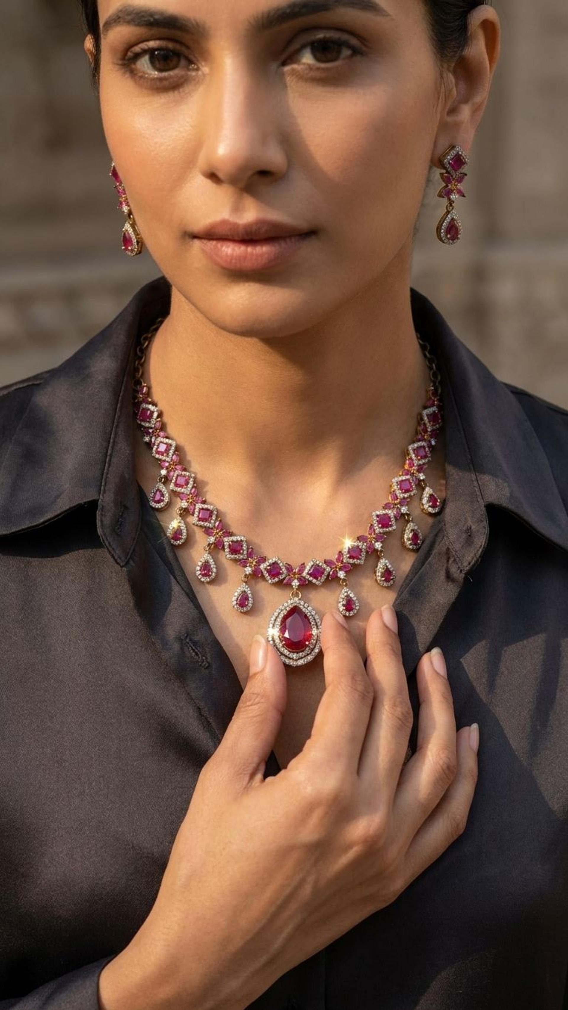 Ruby Necklace view 4 — Necklaces in 92.5 Sterling Silver