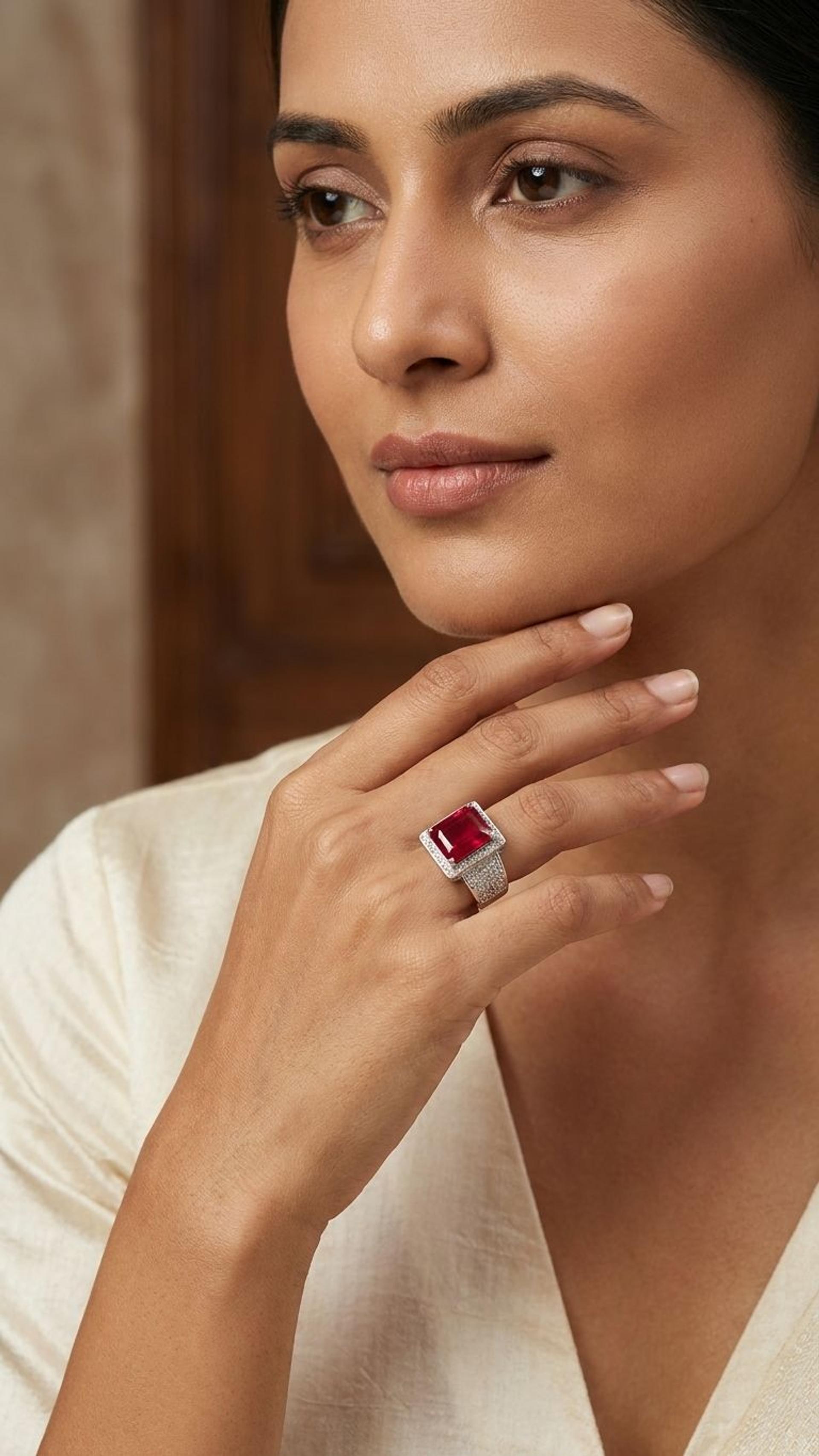 Ruby Ruby Ring in 92.5 Sterling Silver — Surya Jewellers Jaipur