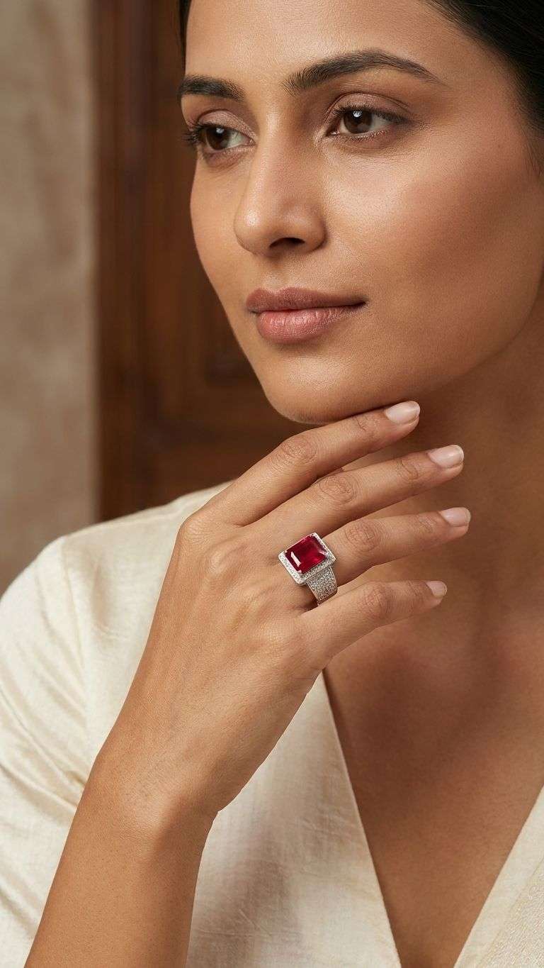 Ruby Ring in 92.5 sterling silver by Surya Jewellers Jaipur
