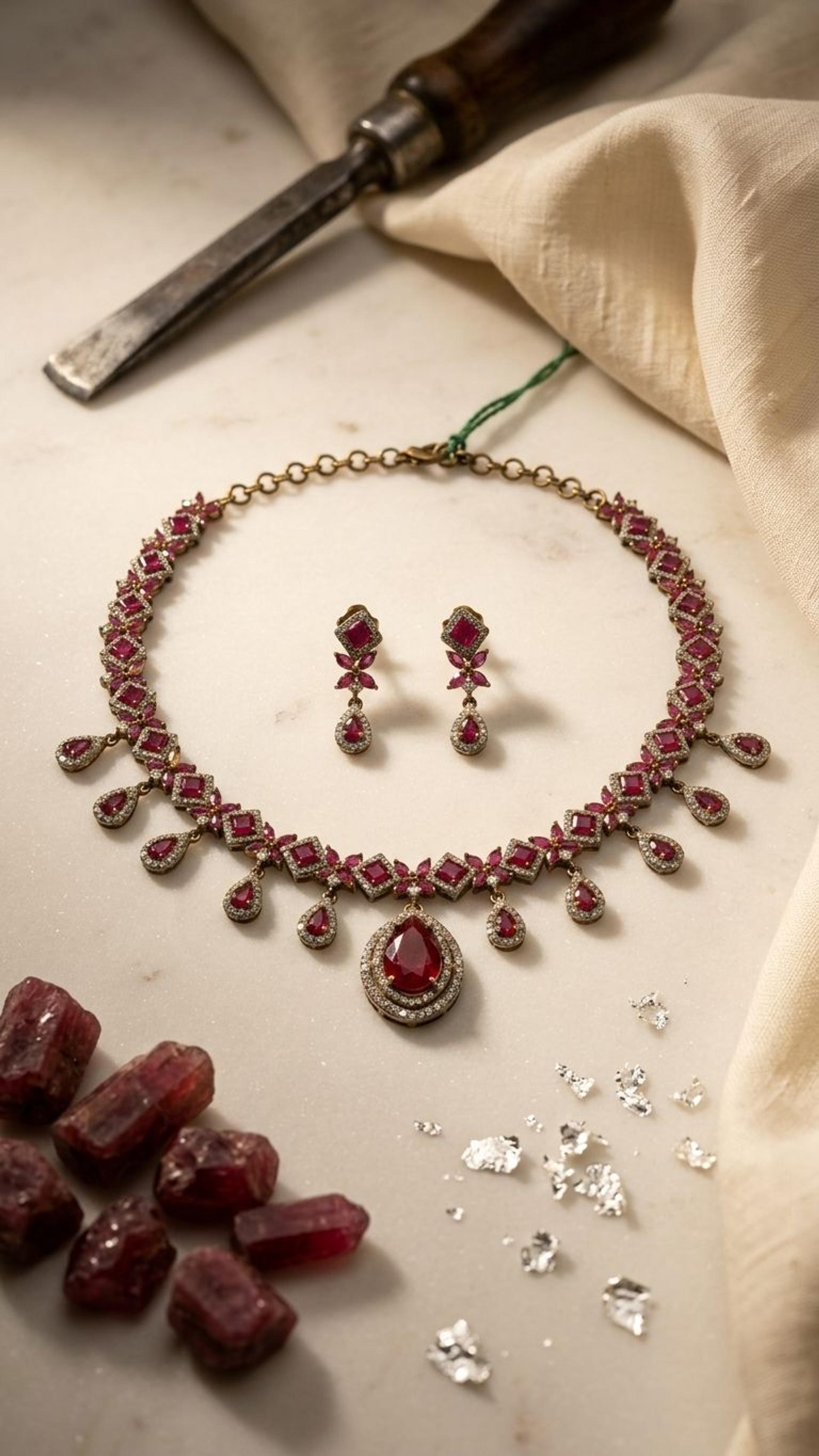 Ruby Necklace view 2 — Necklaces in 92.5 Sterling Silver