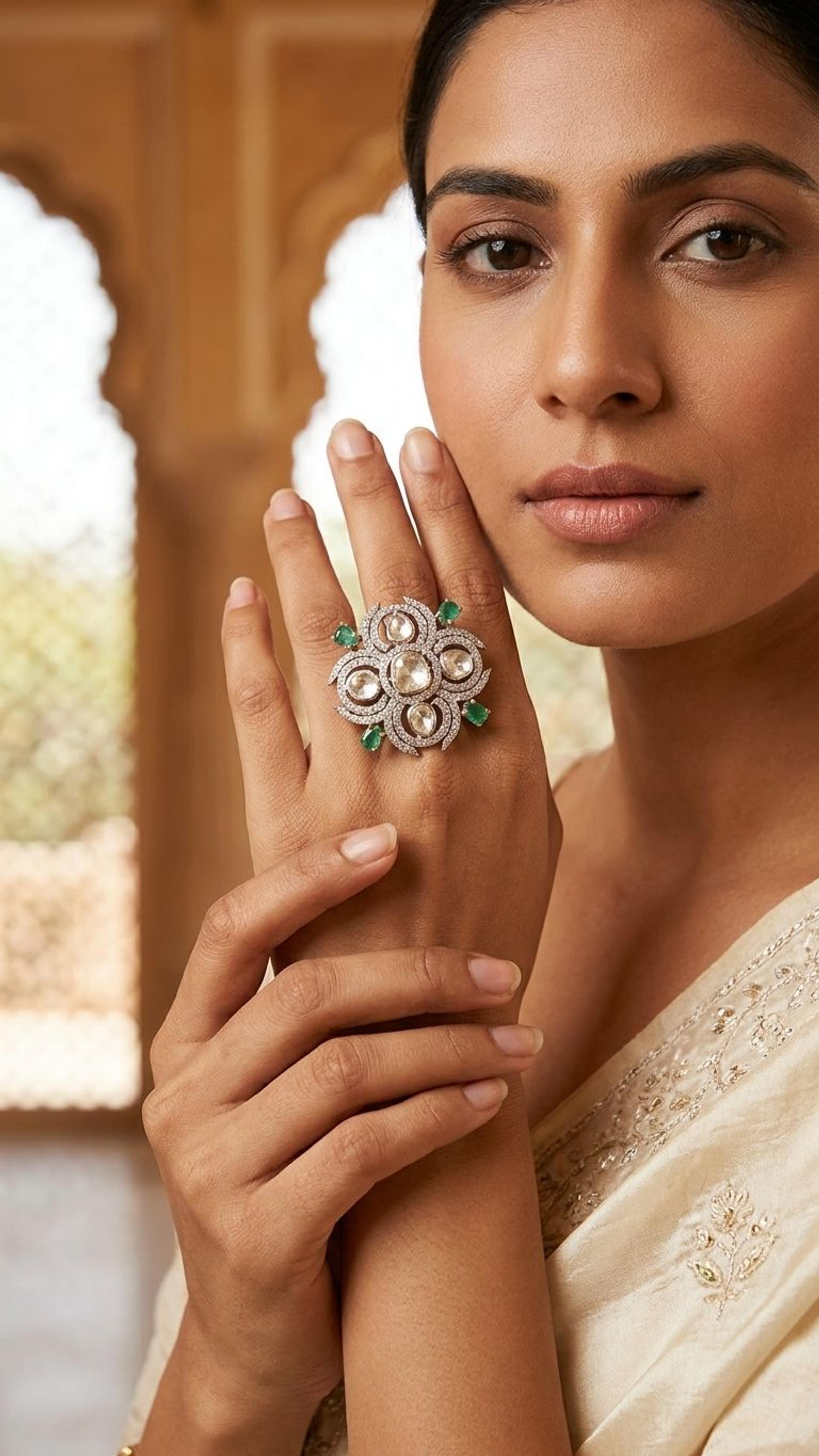 Emerald Ring view 3 — Rings in 92.5 Sterling Silver