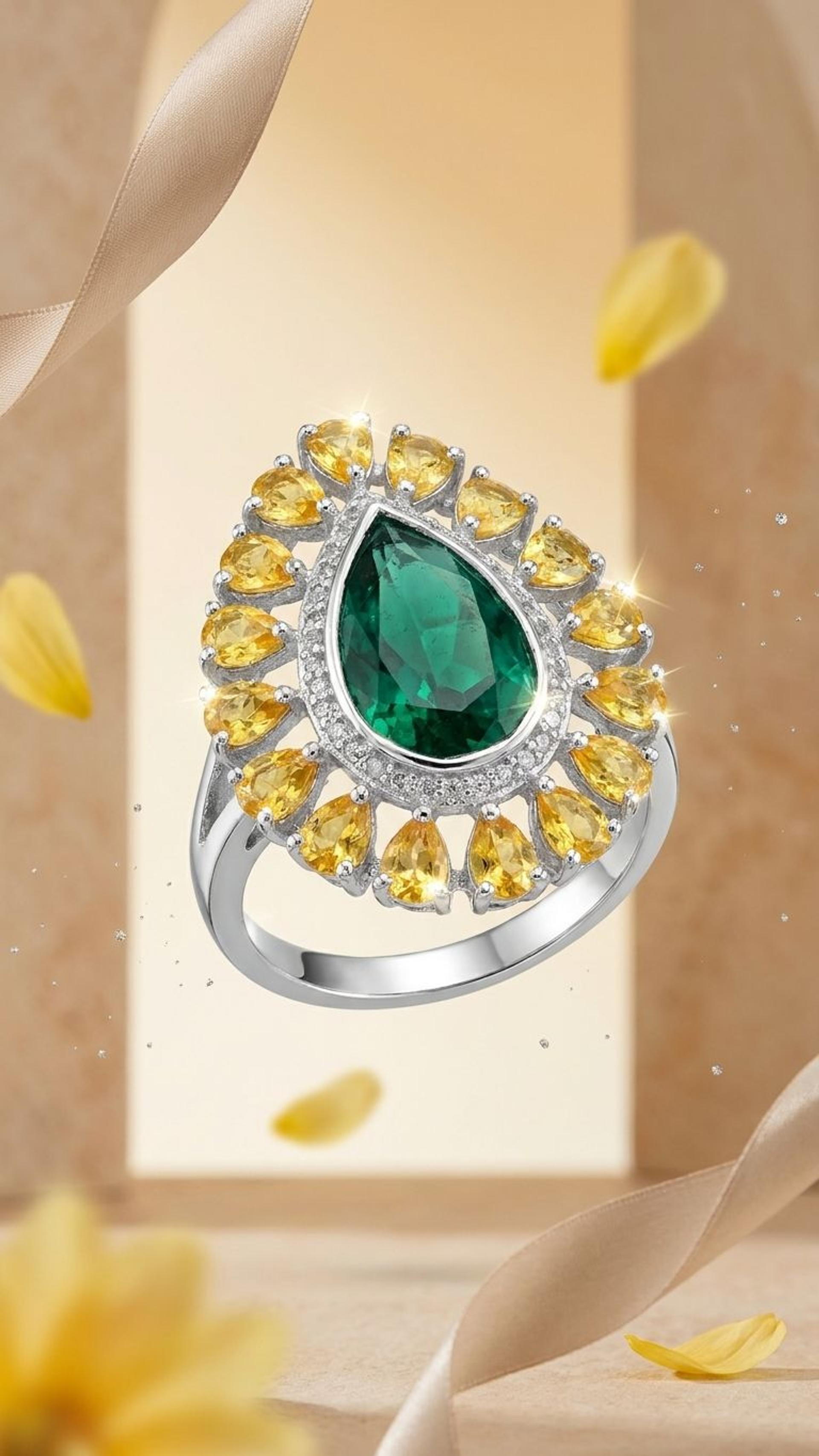 Yellow Sapphire Ring view 2 — Rings in 92.5 Sterling Silver