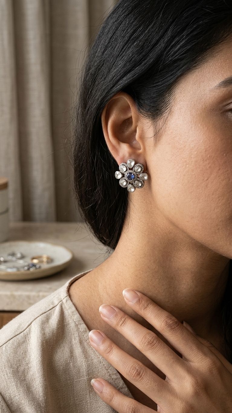 Tanzanite Stud view 4 — Studs in 92.5 Sterling Silver