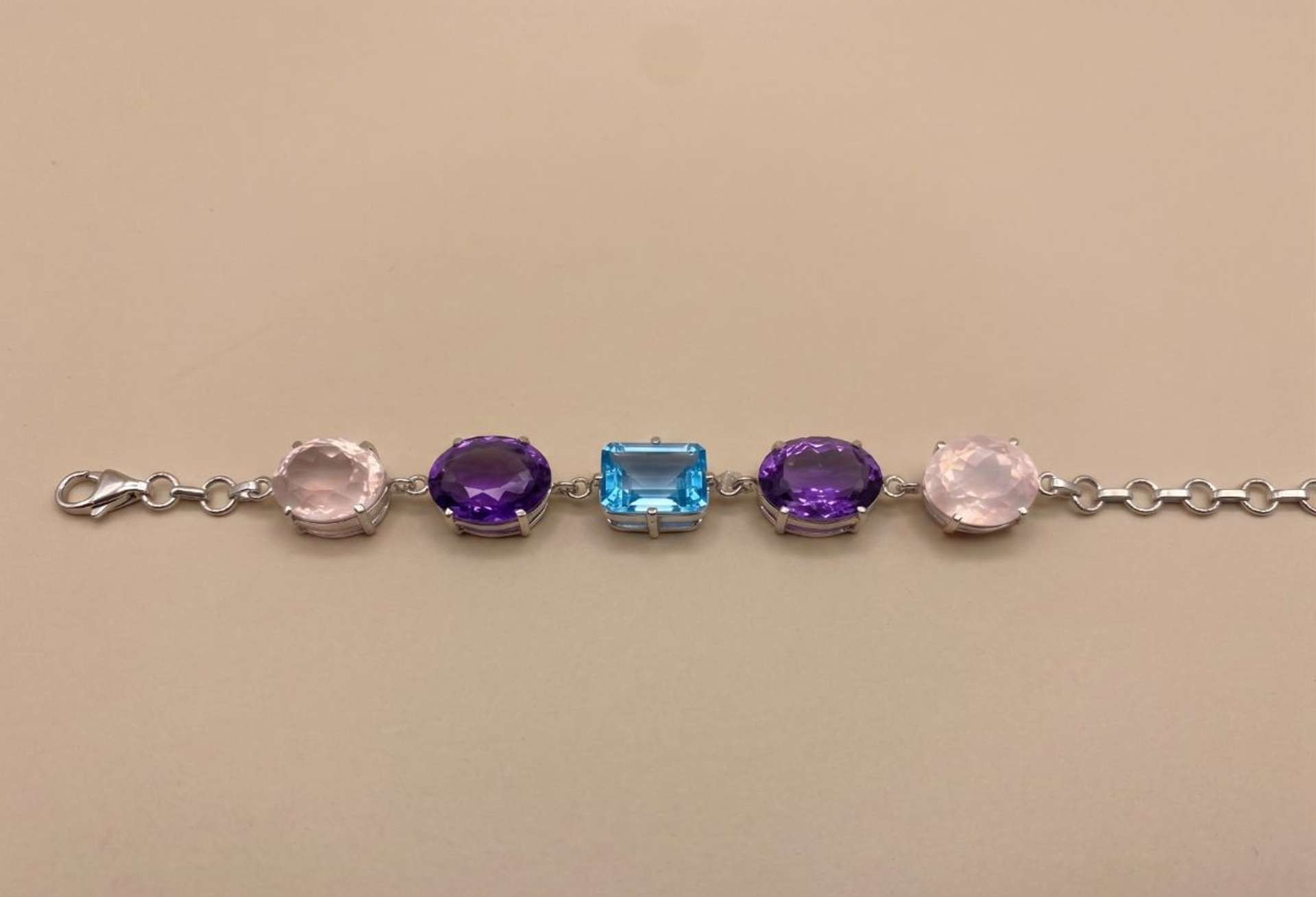 Amethyst Blue Topaz Bracelet in 92.5 sterling silver by Surya Jewellers Jaipur