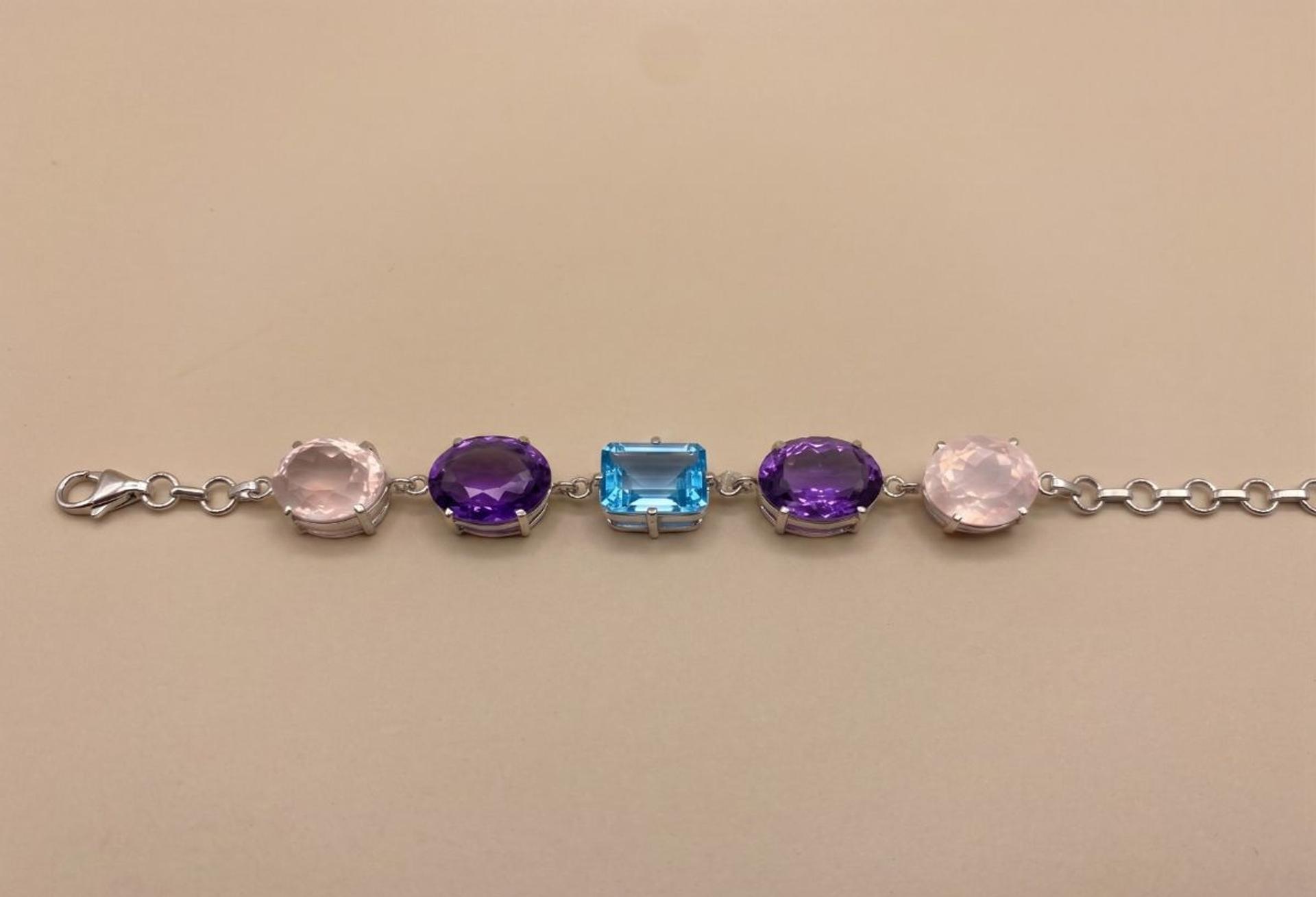 Amethyst Amethyst Blue topaz Bracelet — 92.5 Sterling Silver
