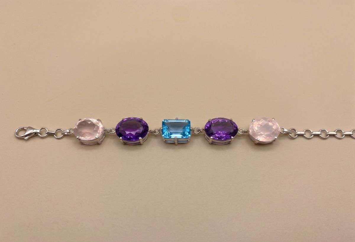Amethyst Blue Topaz Bracelet in 92.5 sterling silver by Surya Jewellers Jaipur