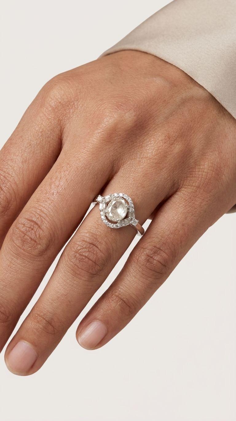 Diamond Polki Ring in 92.5 Sterling Silver — Surya Jewellers Jaipur