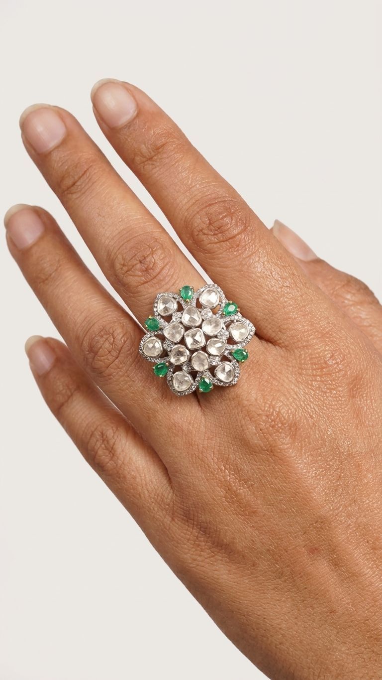 Emerald Ring view 2 — Rings in 92.5 Sterling Silver