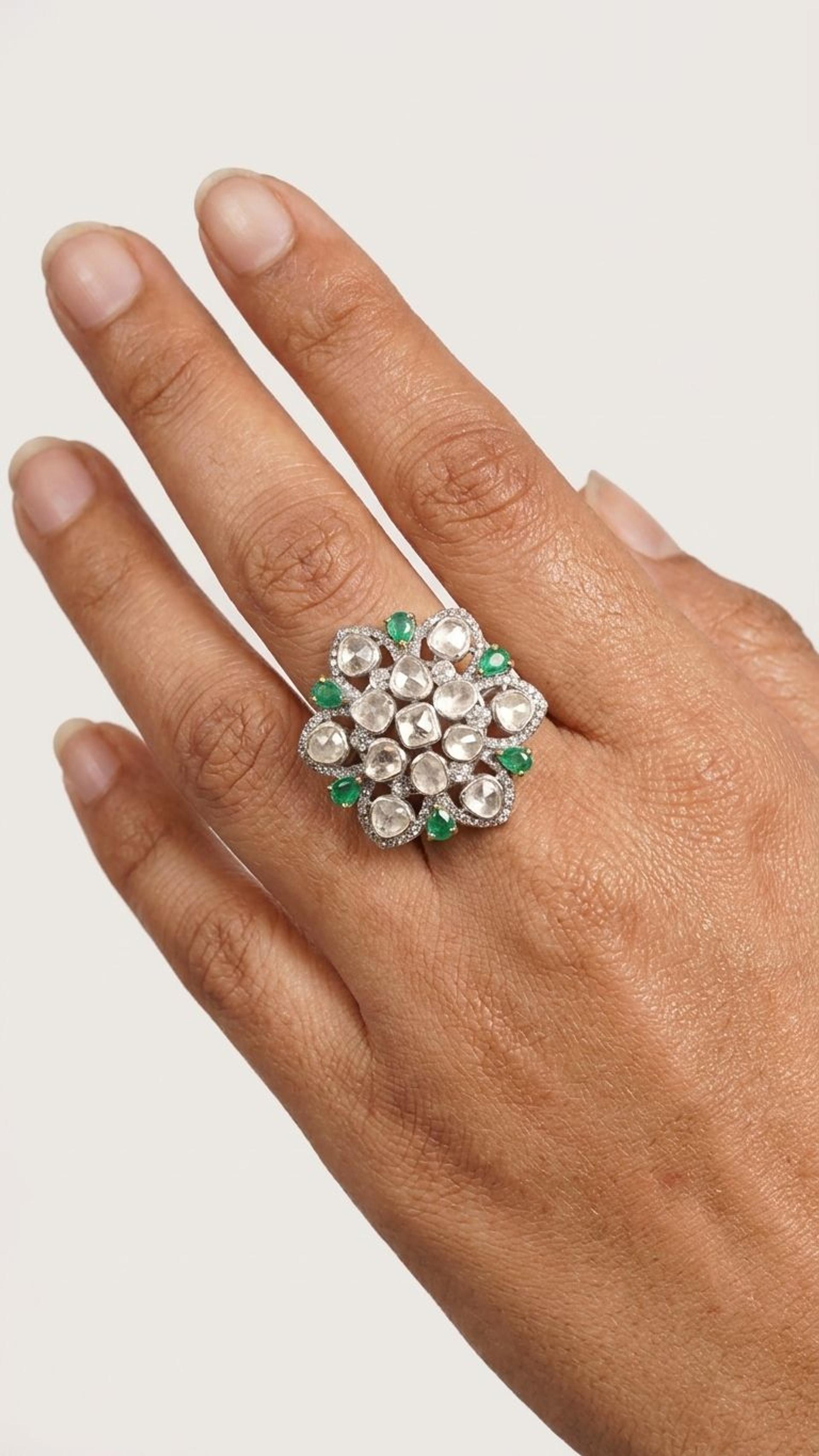 Emerald Ring view 2 — Rings in 92.5 Sterling Silver