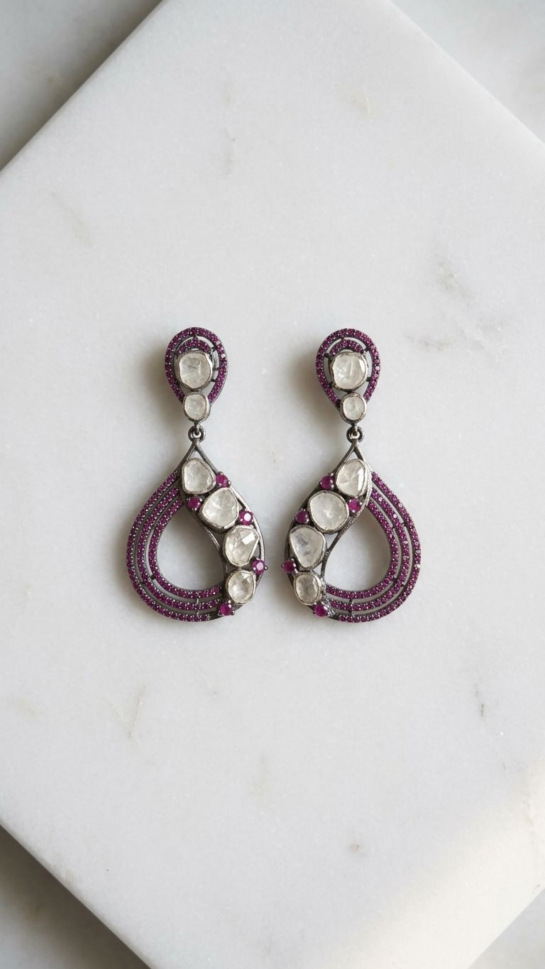 Ruby Earrings view 2 — Earrings in 92.5 Sterling Silver