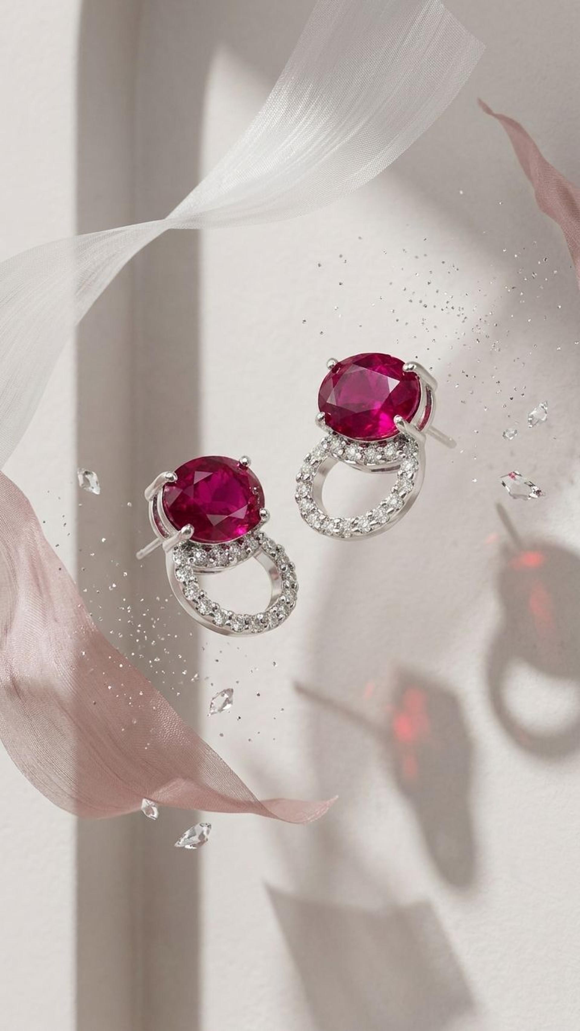 Ruby Stud view 2 — Studs in 92.5 Sterling Silver