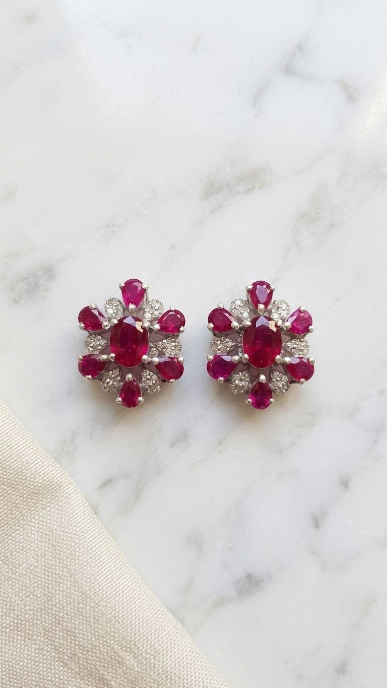 Ruby Stud view 3 — Studs in 92.5 Sterling Silver