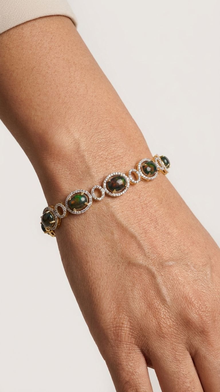 Black Opal Bracelet view 4 — Bracelets in 92.5 Sterling Silver