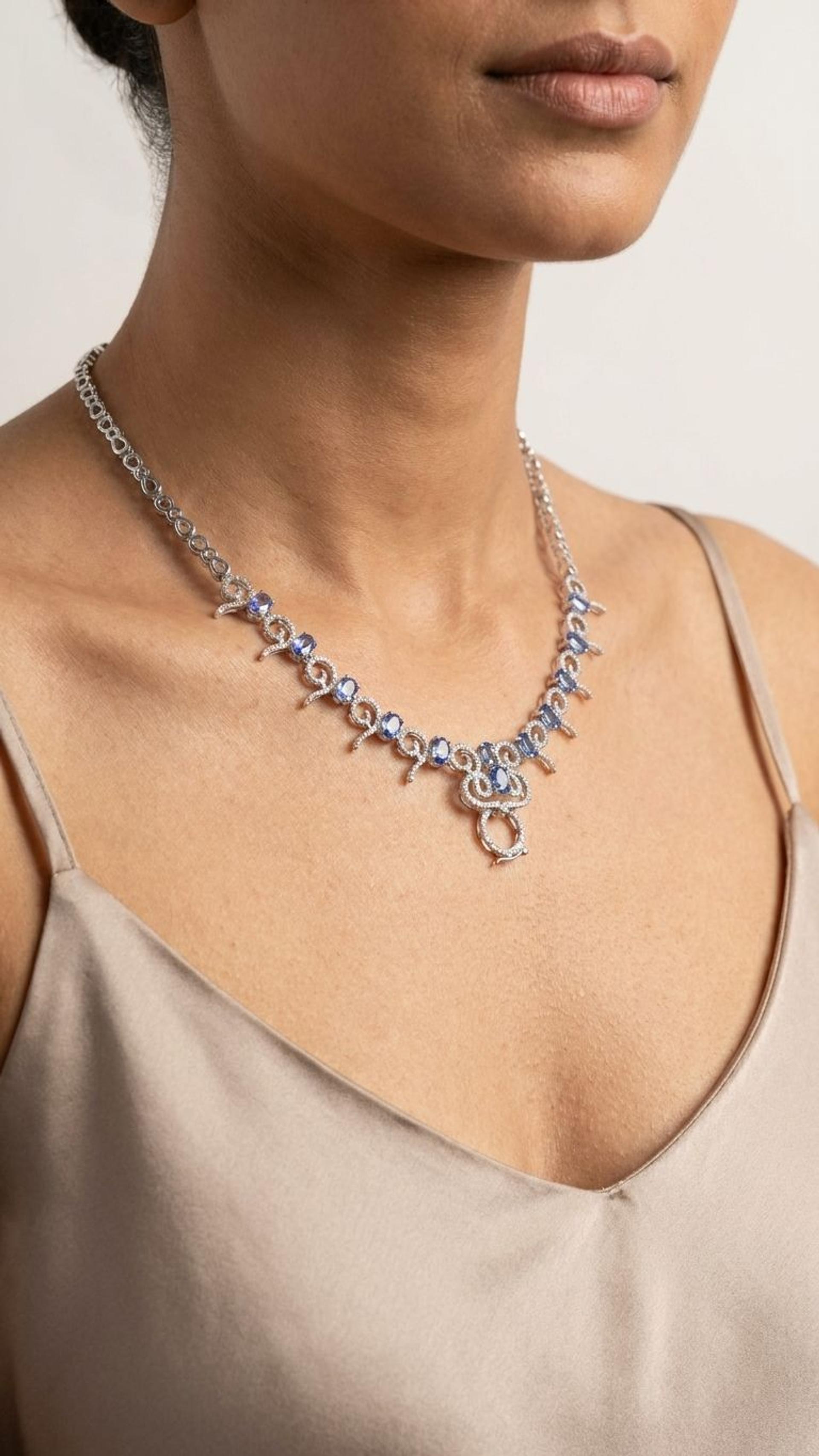 Tanzanite Necklace view 2 — Necklaces in 92.5 Sterling Silver