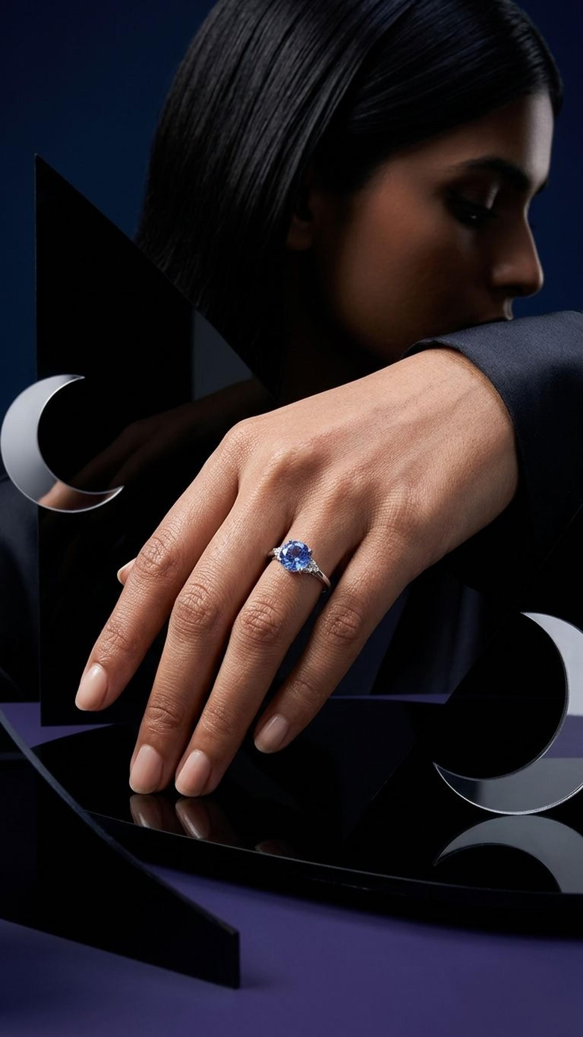 Tanzanite Ring view 2 — Rings in 92.5 Sterling Silver