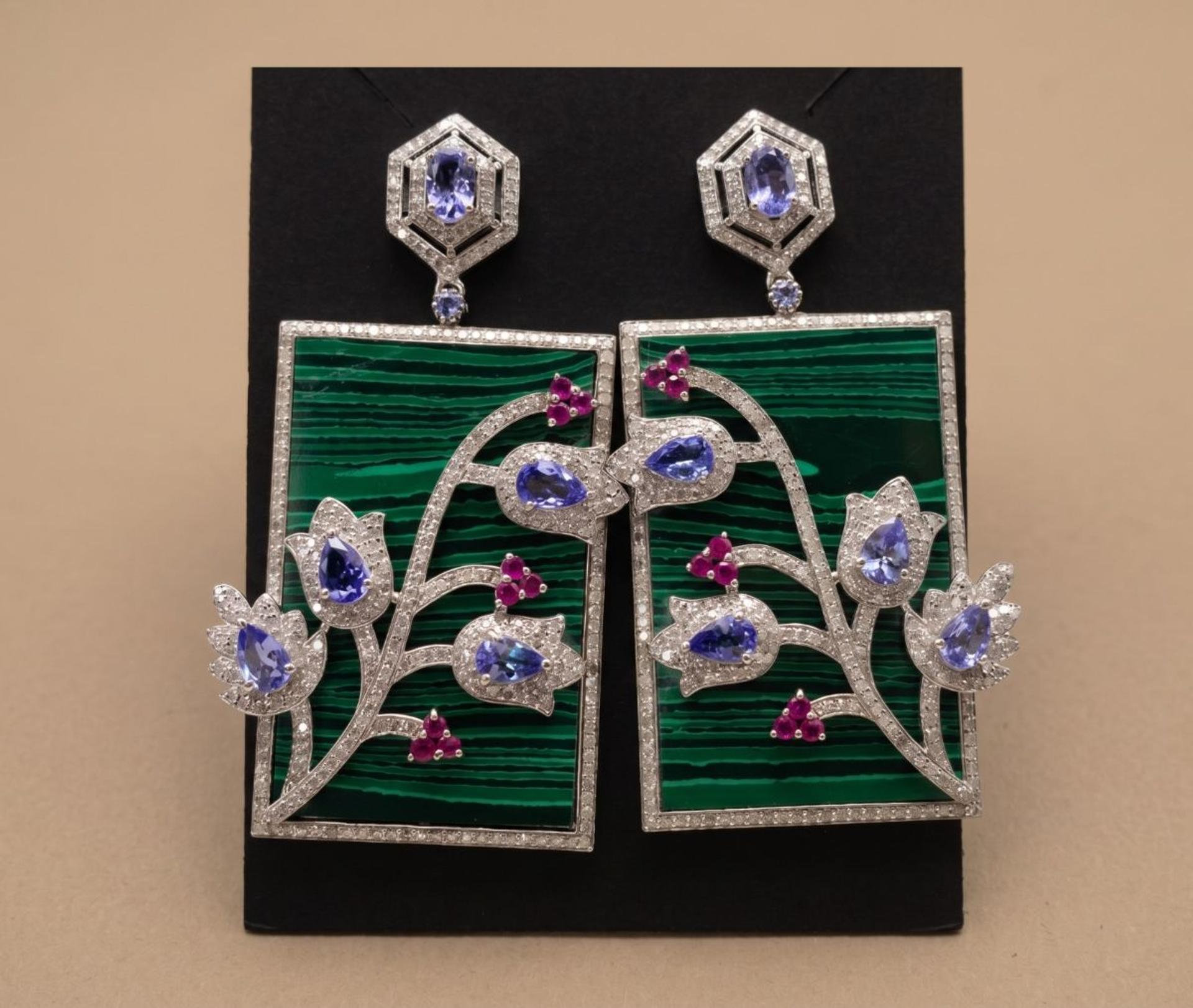 Ruby Ruby S Malachite Earrings in 92.5 Sterling Silver — Surya Jewellers Jaipur