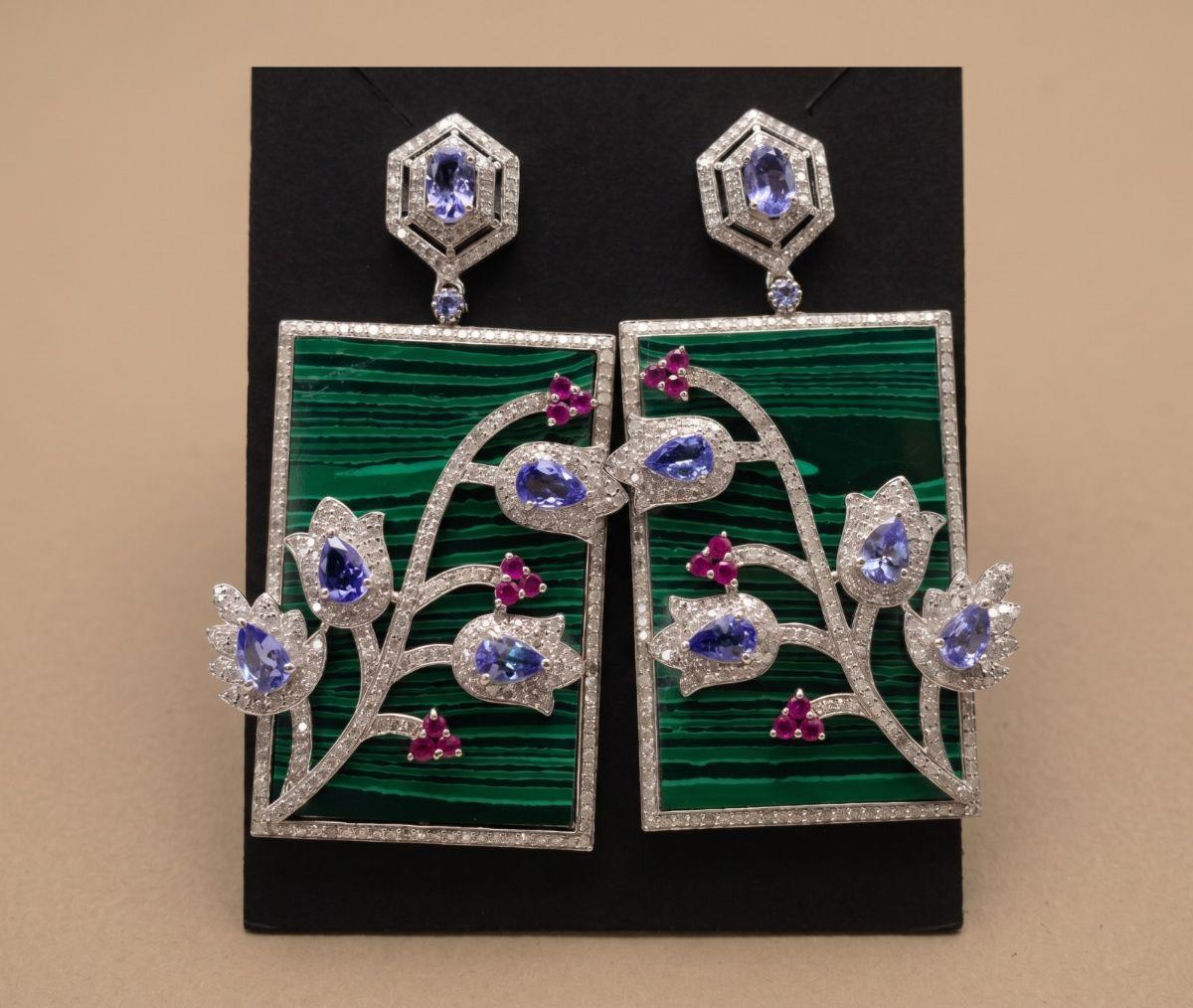 Ruby Ruby S Malachite Earrings in 92.5 Sterling Silver — Surya Jewellers Jaipur