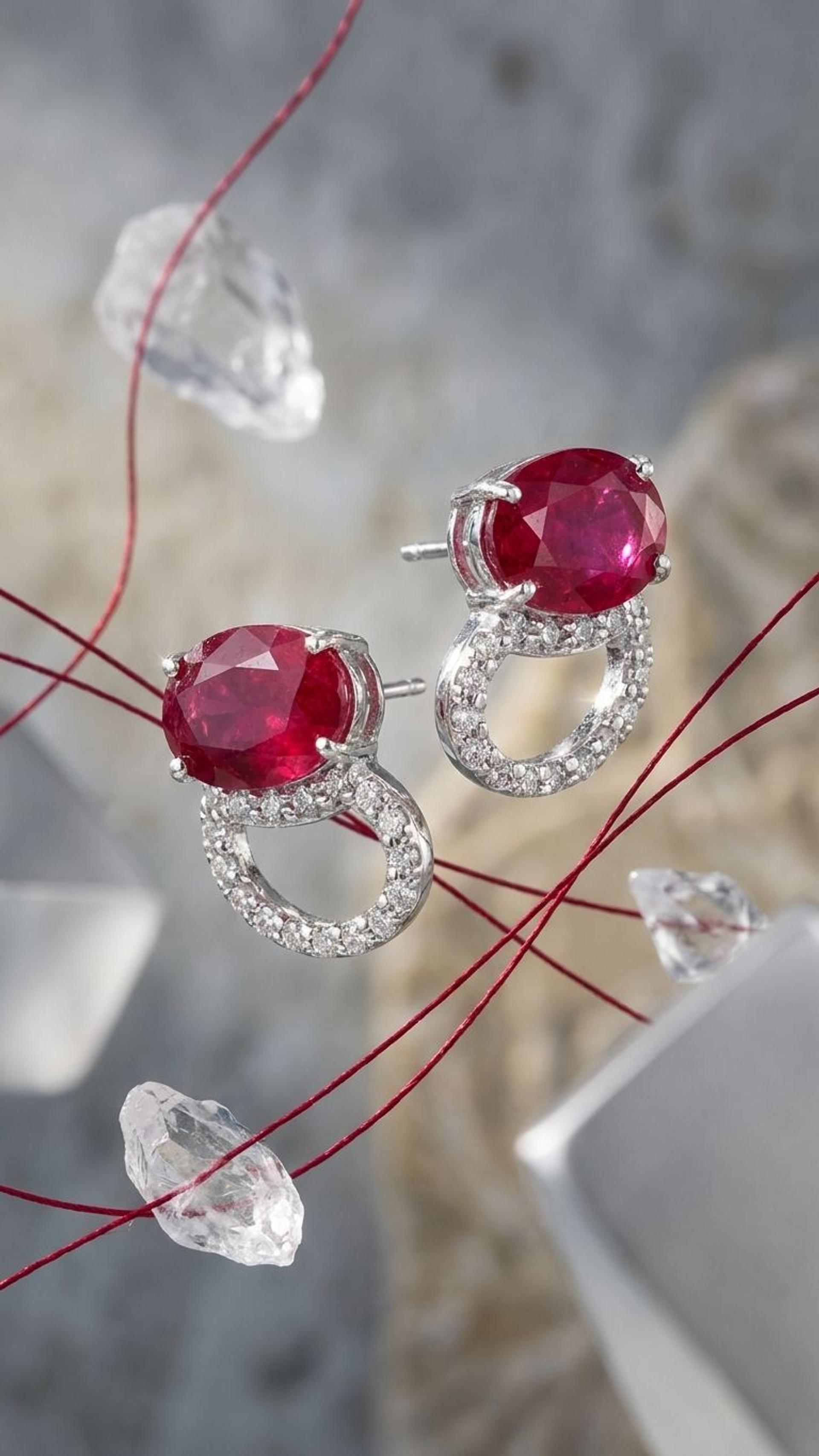 Ruby Stud view 3 — Studs in 92.5 Sterling Silver