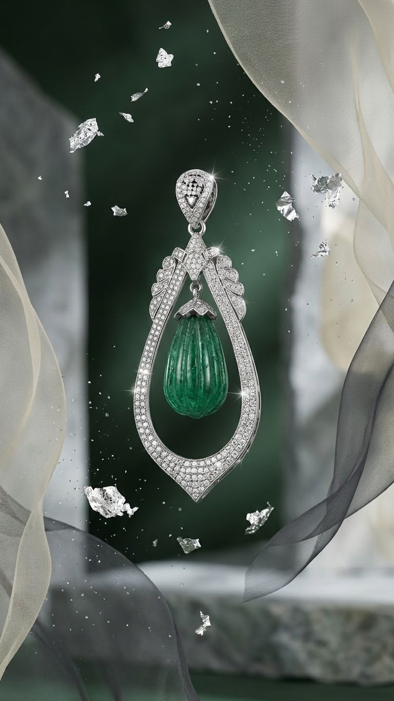 Emerald Pendant view 4 — Pendants in 92.5 Sterling Silver