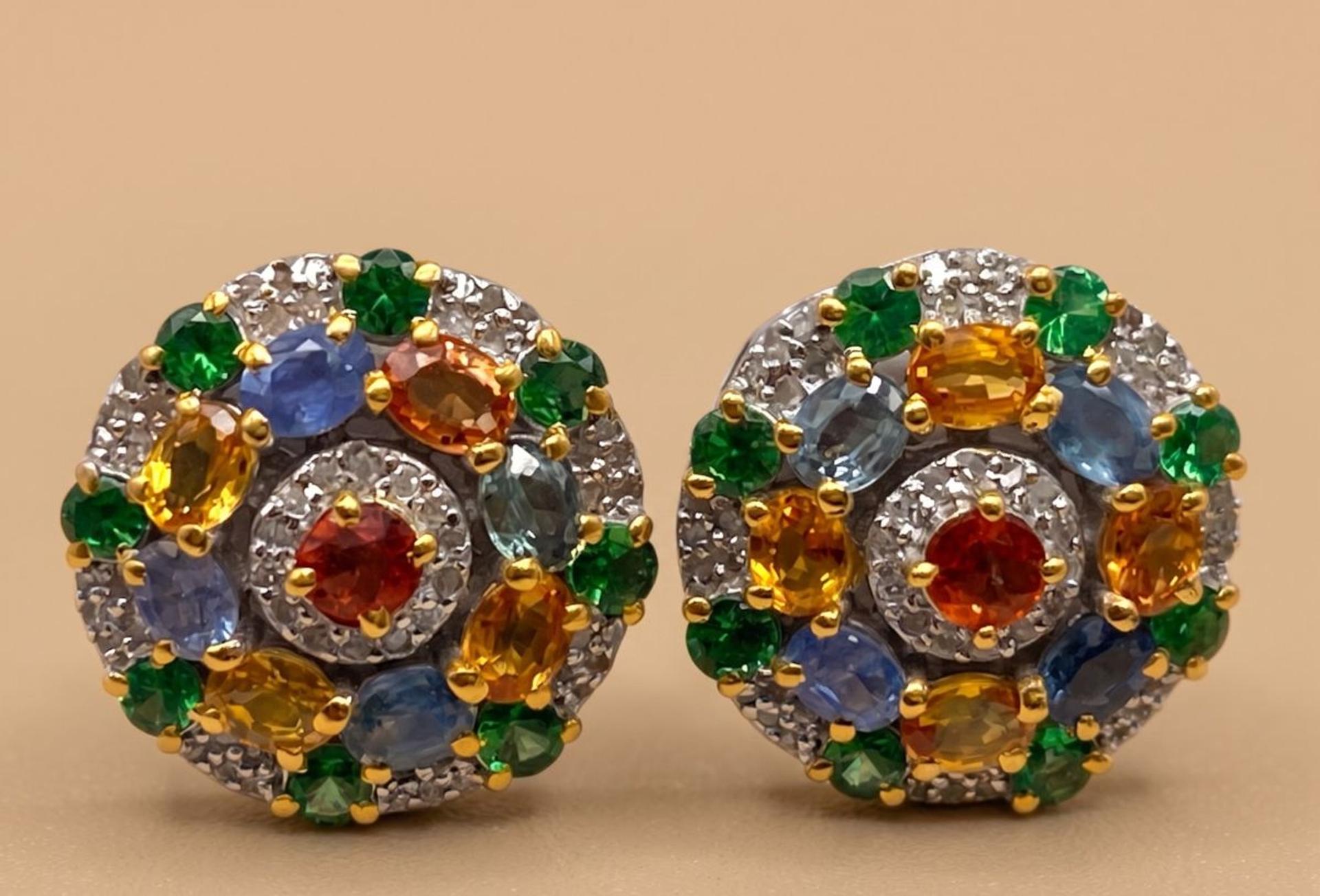 Multi Sapphire Multi Sapphire Tsavorite Stud in 92.5 Sterling Silver — Surya Jewellers Jaipur