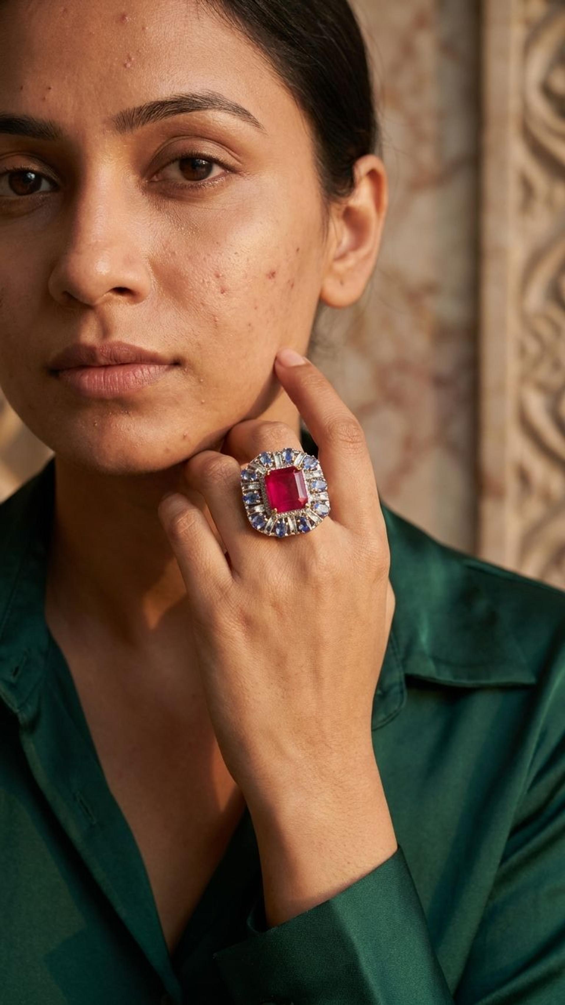 Ruby Ruby Tanzanite Ring in 92.5 Sterling Silver — Surya Jewellers Jaipur