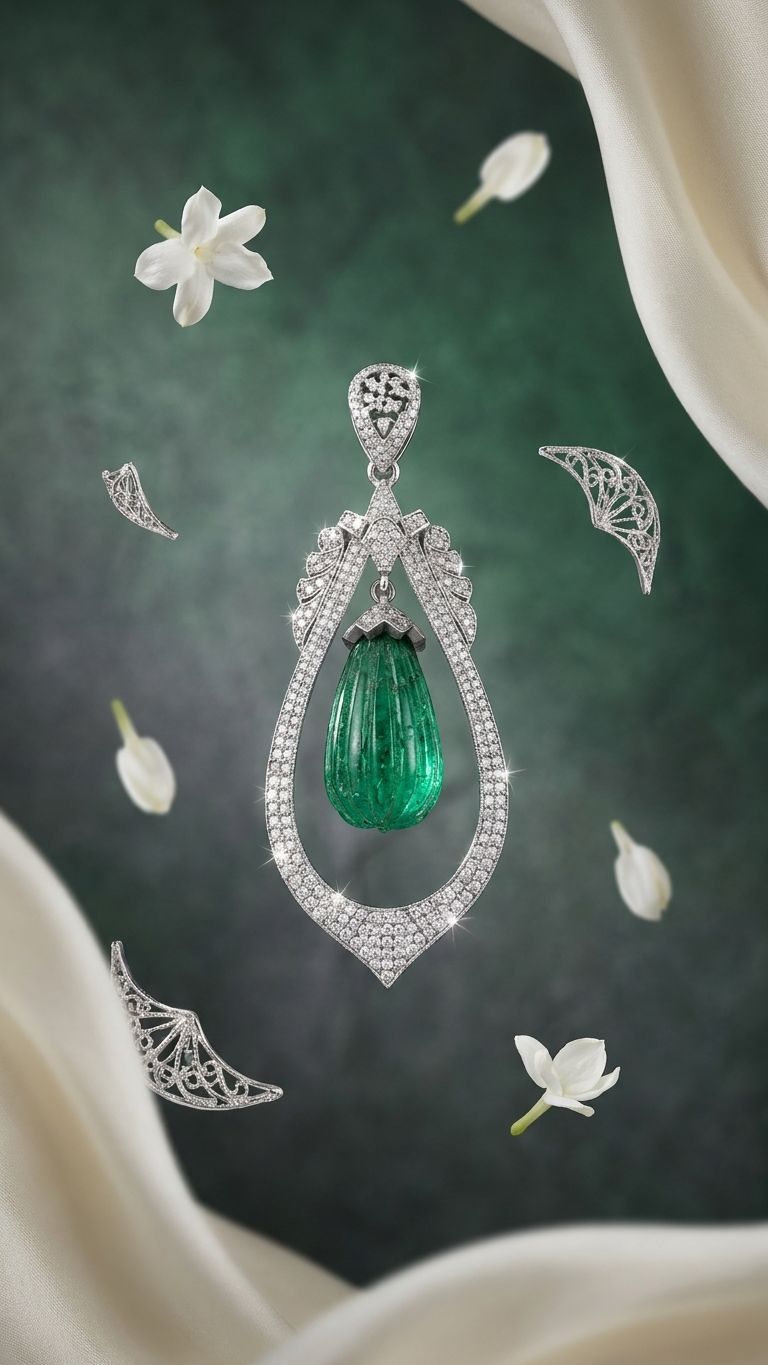 Emerald Pendant view 3 — Pendants in 92.5 Sterling Silver