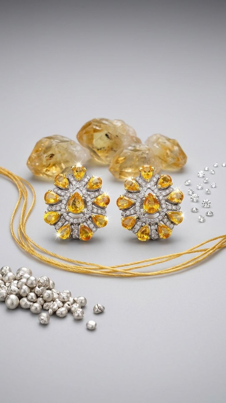 Yellow Sapphire Stud view 4 — Studs in 92.5 Sterling Silver