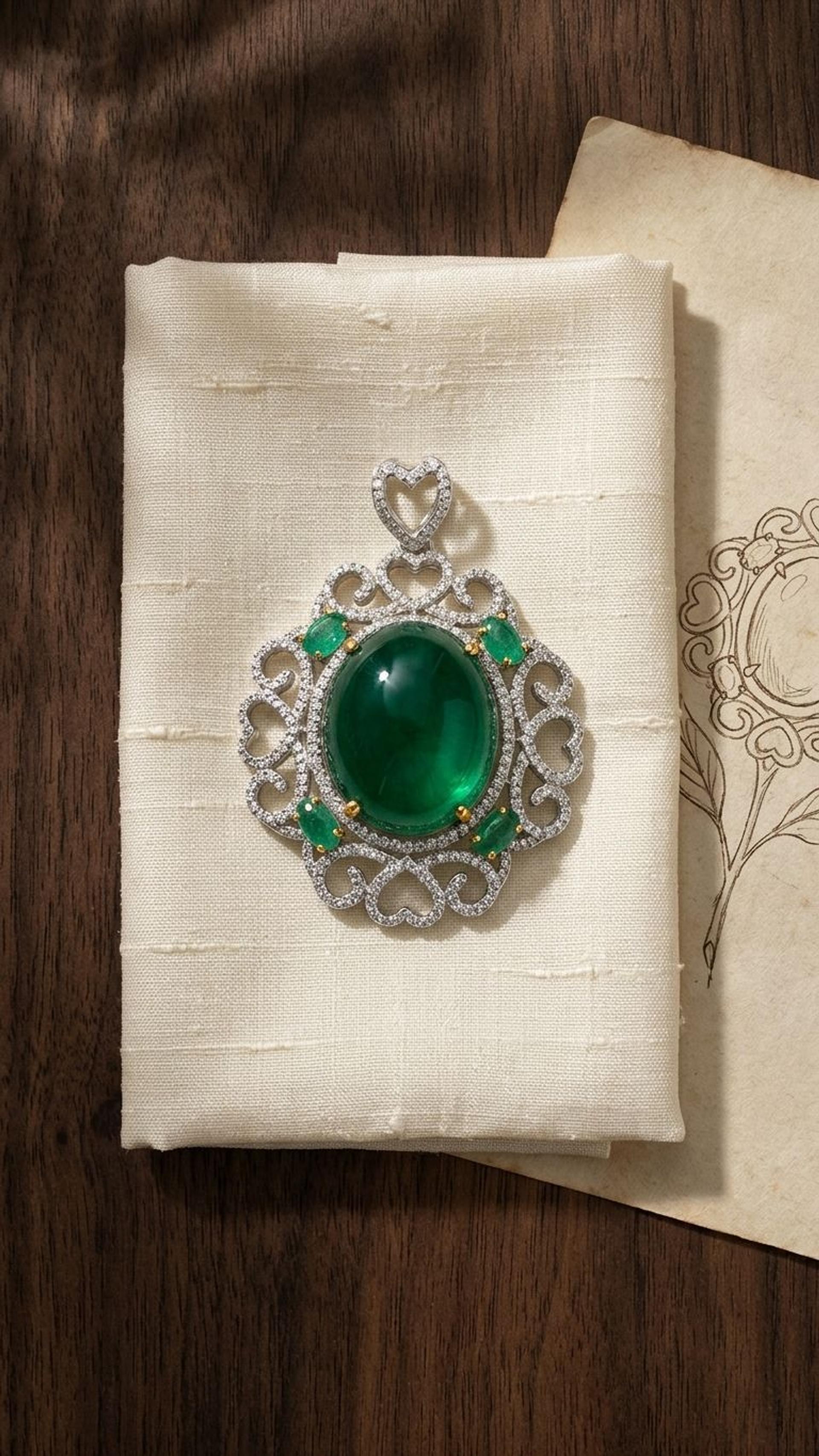 Emerald Pendant view 3 — Pendants in 92.5 Sterling Silver