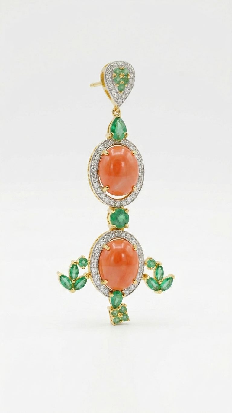 Coral Emerald Pendant view 3 — Pendants in 92.5 Sterling Silver