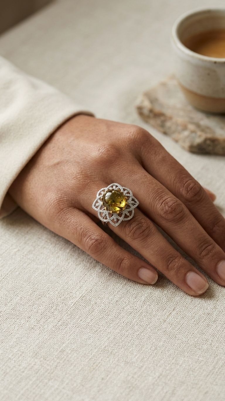 Tourmaline Ring view 3 — Rings in 92.5 Sterling Silver