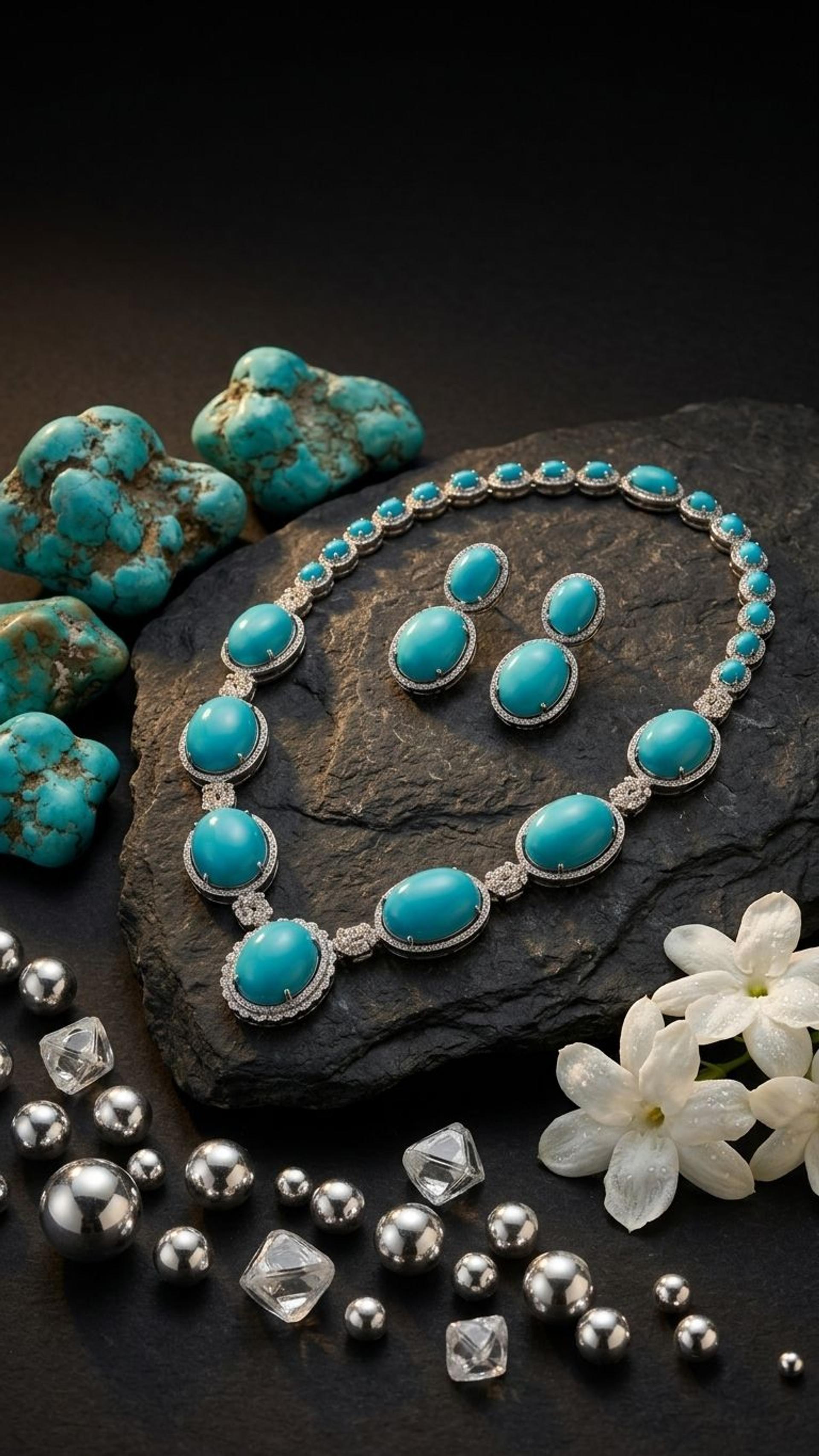 Turquoise Necklace view 2 — Necklaces in 92.5 Sterling Silver