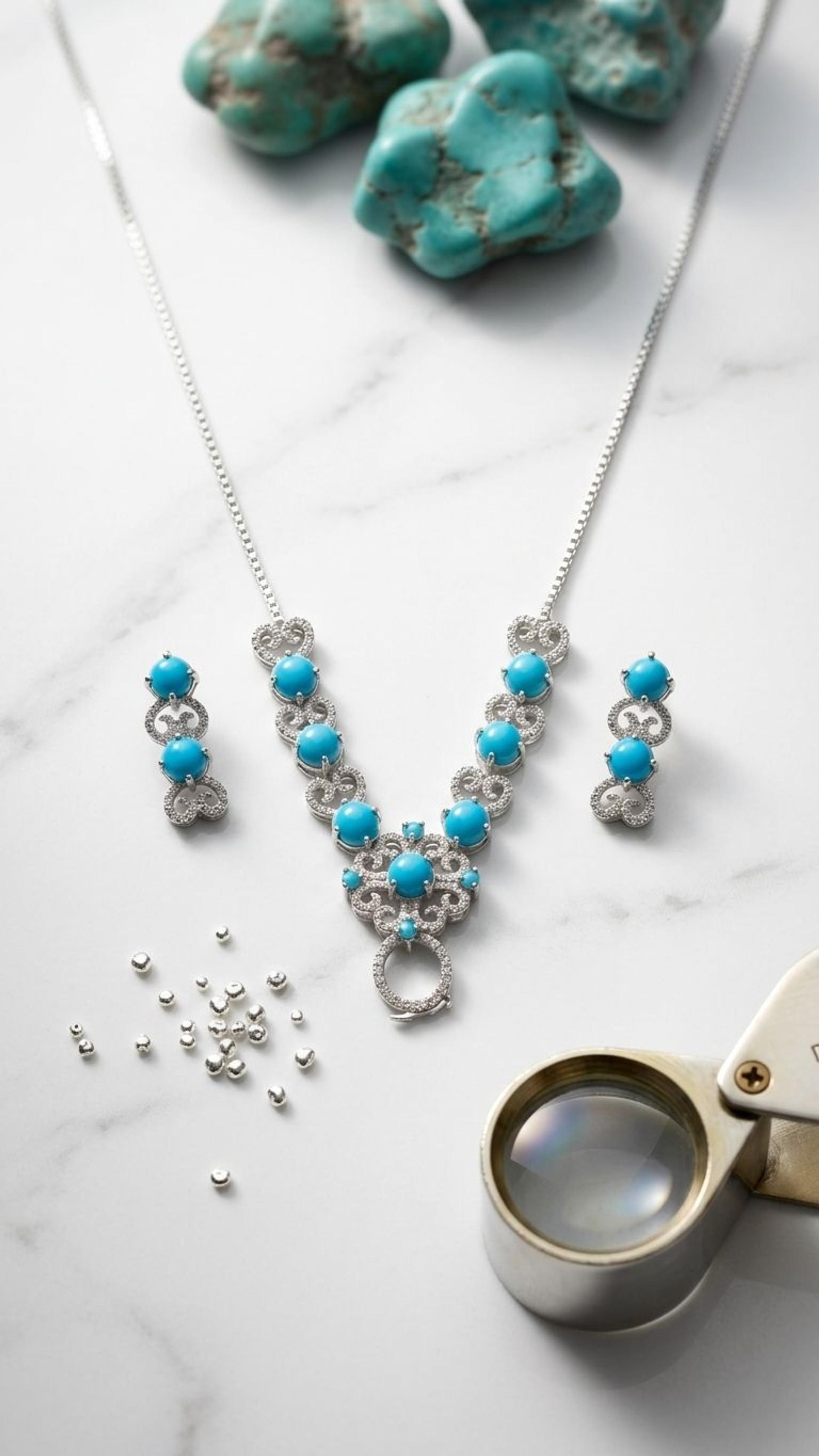 Turquoise Necklace view 4 — Necklaces in 92.5 Sterling Silver