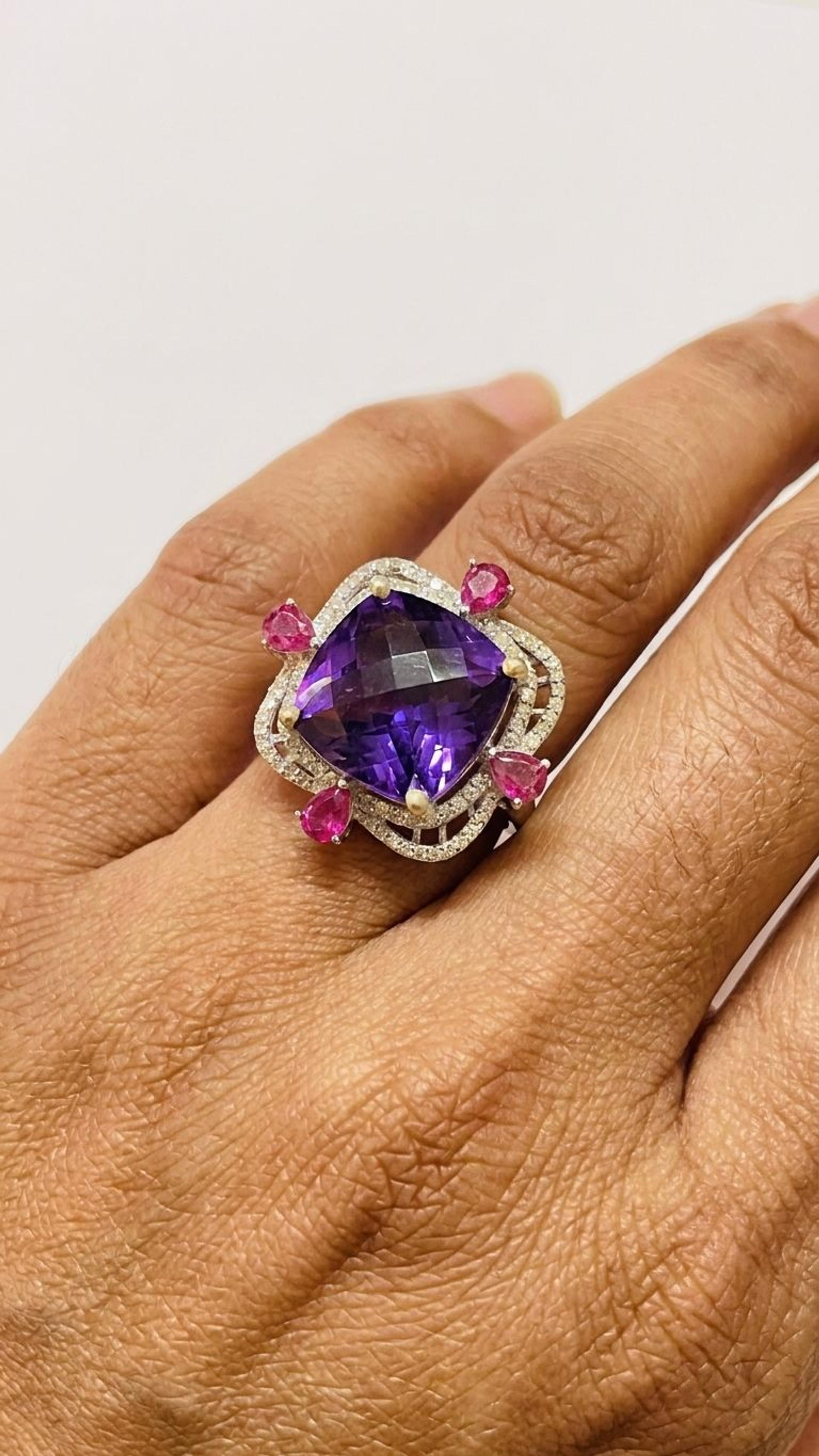 Amethyst Amethyst Ruby Ring in 92.5 Sterling Silver — Surya Jewellers Jaipur