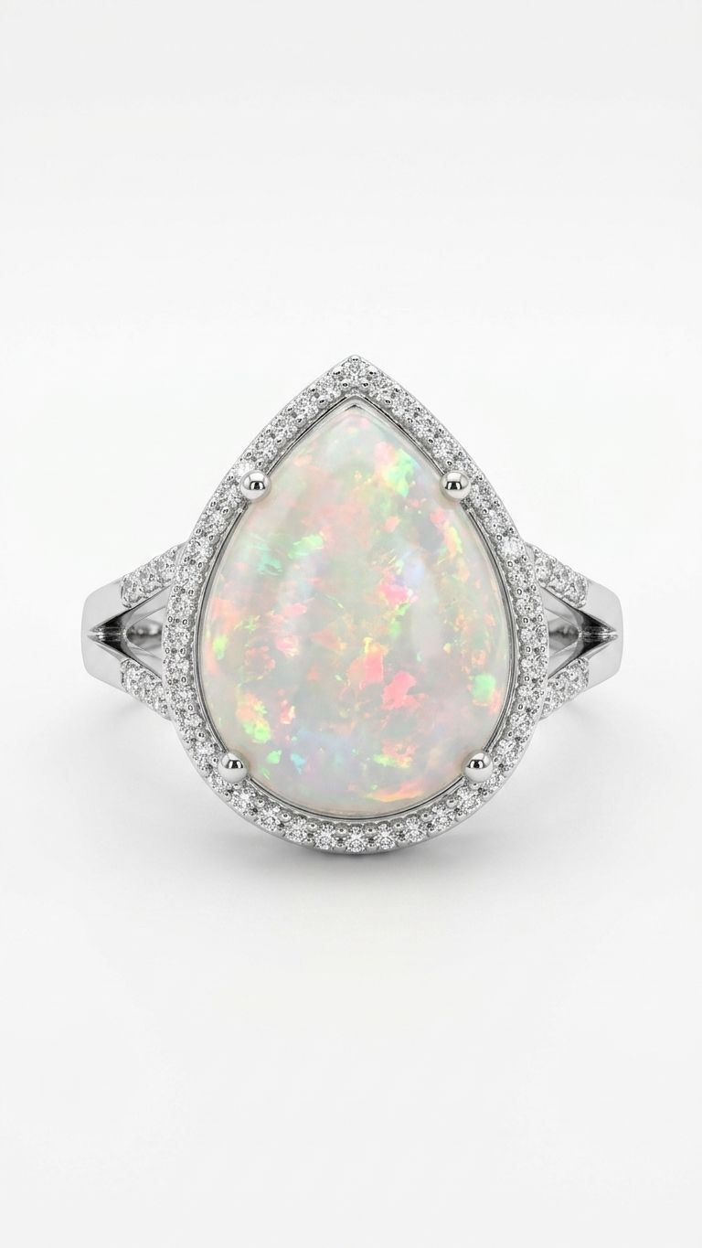White Opal Ring view 2 — Rings in 92.5 Sterling Silver