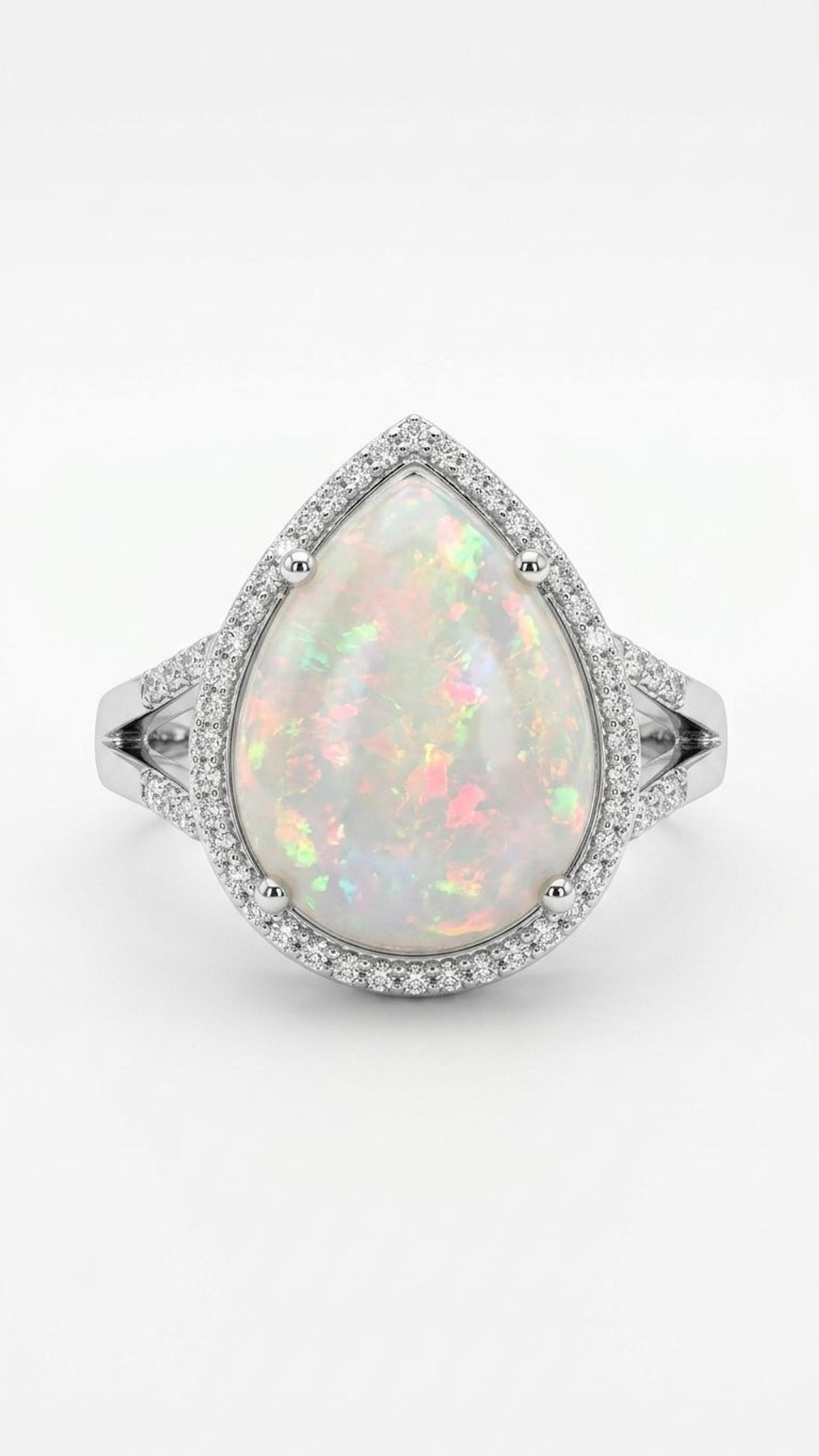 White Opal Ring view 2 — Rings in 92.5 Sterling Silver