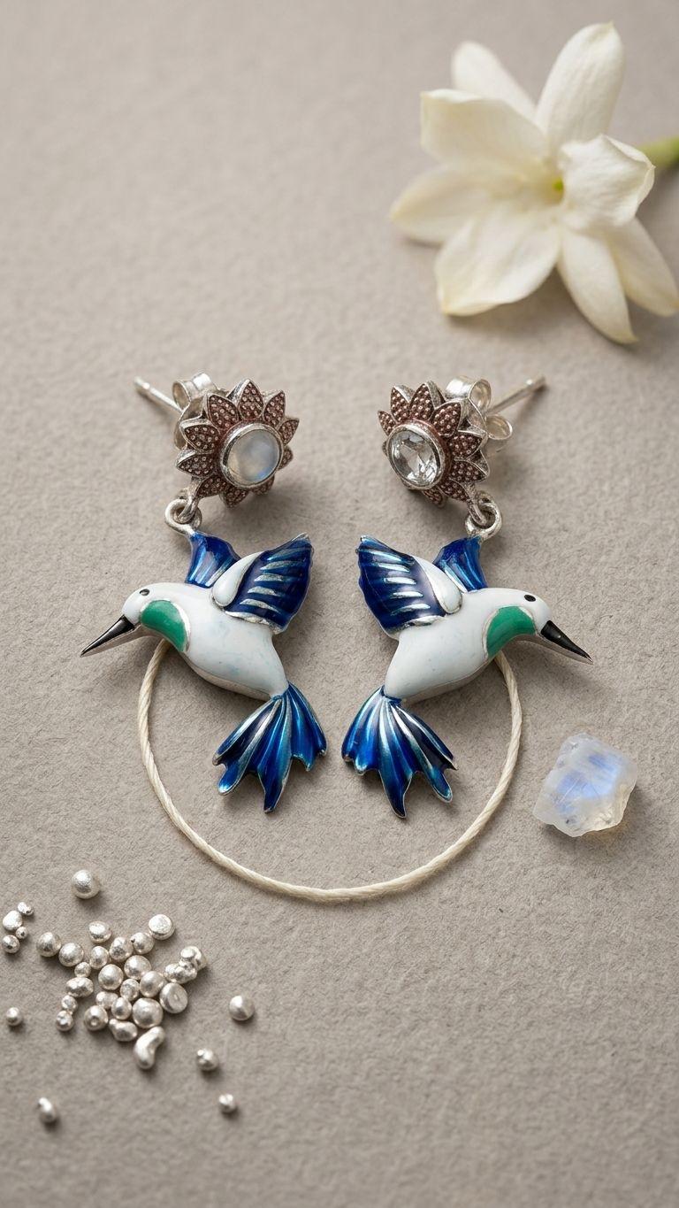Silver Earrings in 92.5 Sterling Silver — Surya Jewellers Jaipur