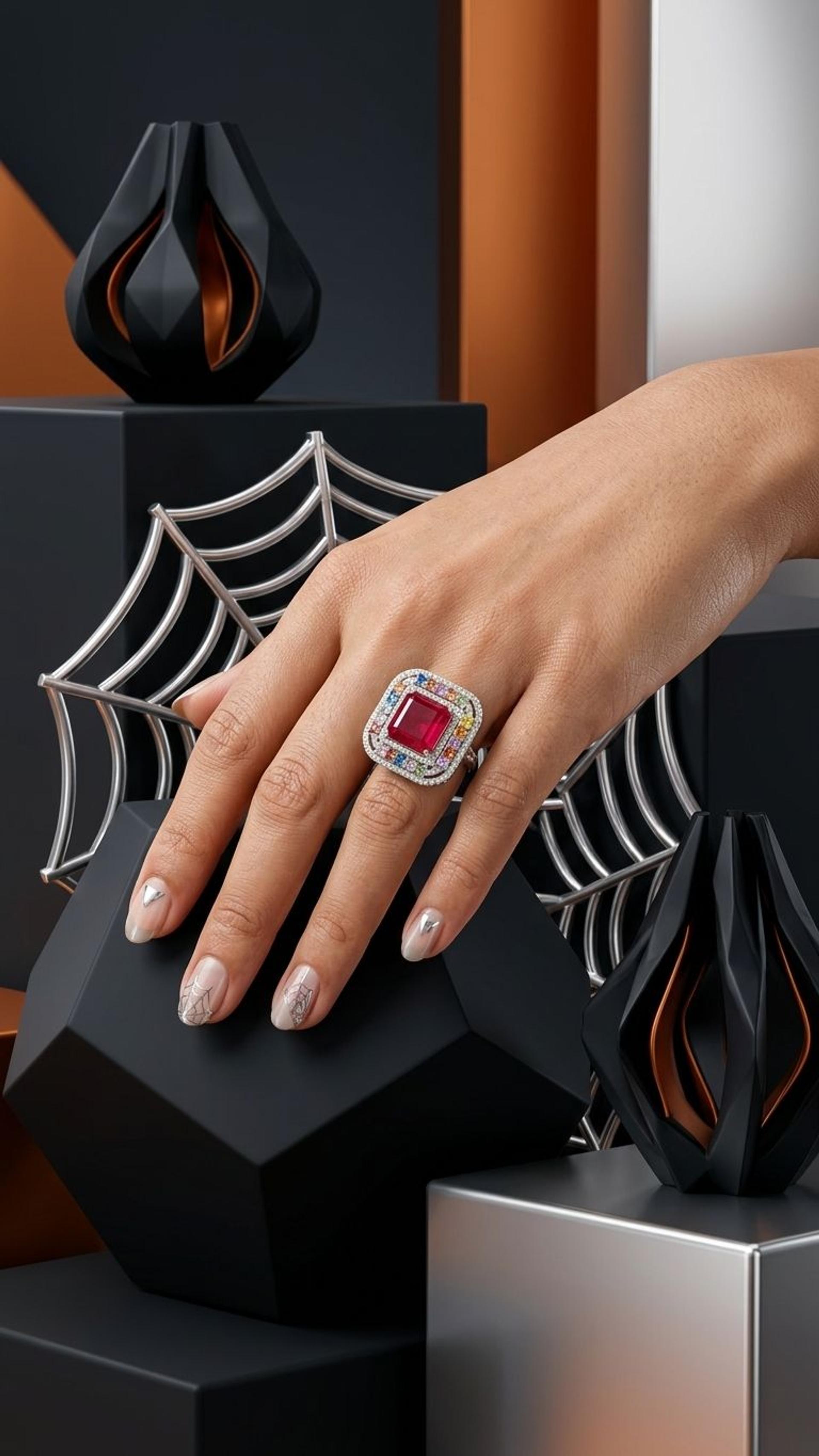 Ruby Multi Sapphire Ring view 2 — Rings in 92.5 Sterling Silver