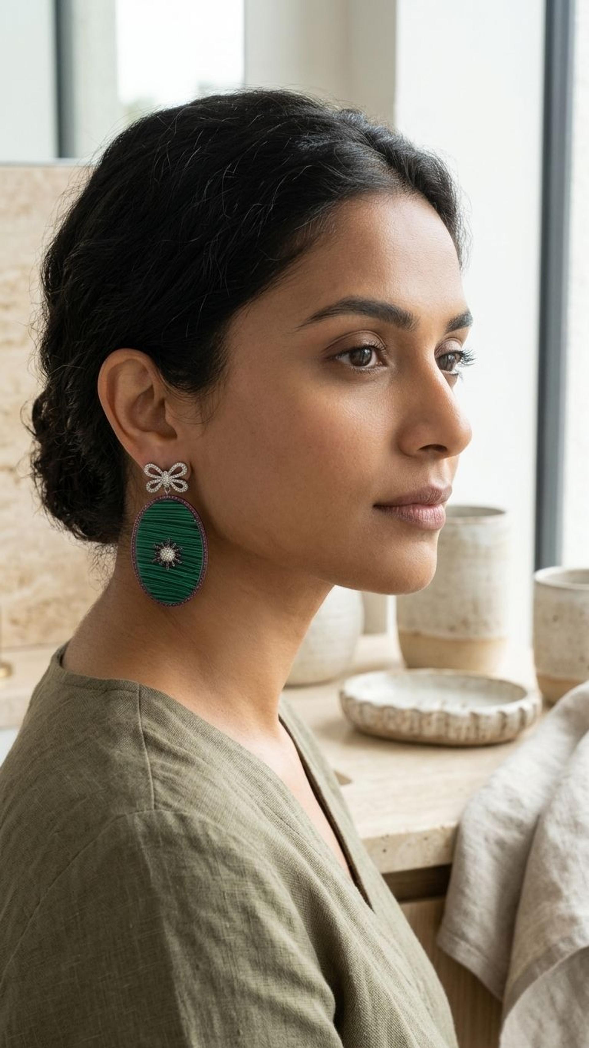 Ruby Ruby S Malachite Earrings in 92.5 Sterling Silver — Surya Jewellers Jaipur