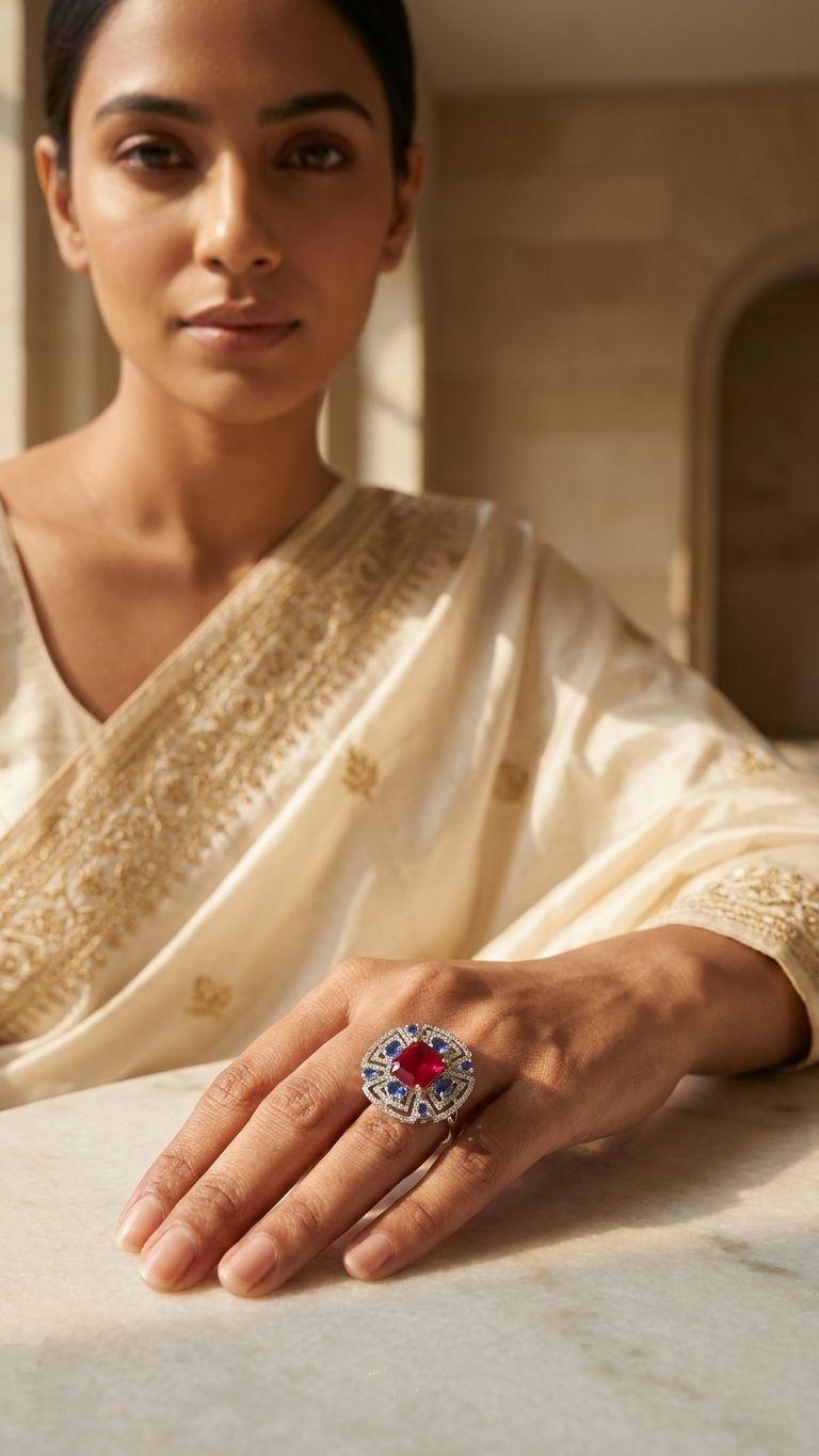 Ruby Ruby Tanzanite Ring in 92.5 Sterling Silver — Surya Jewellers Jaipur