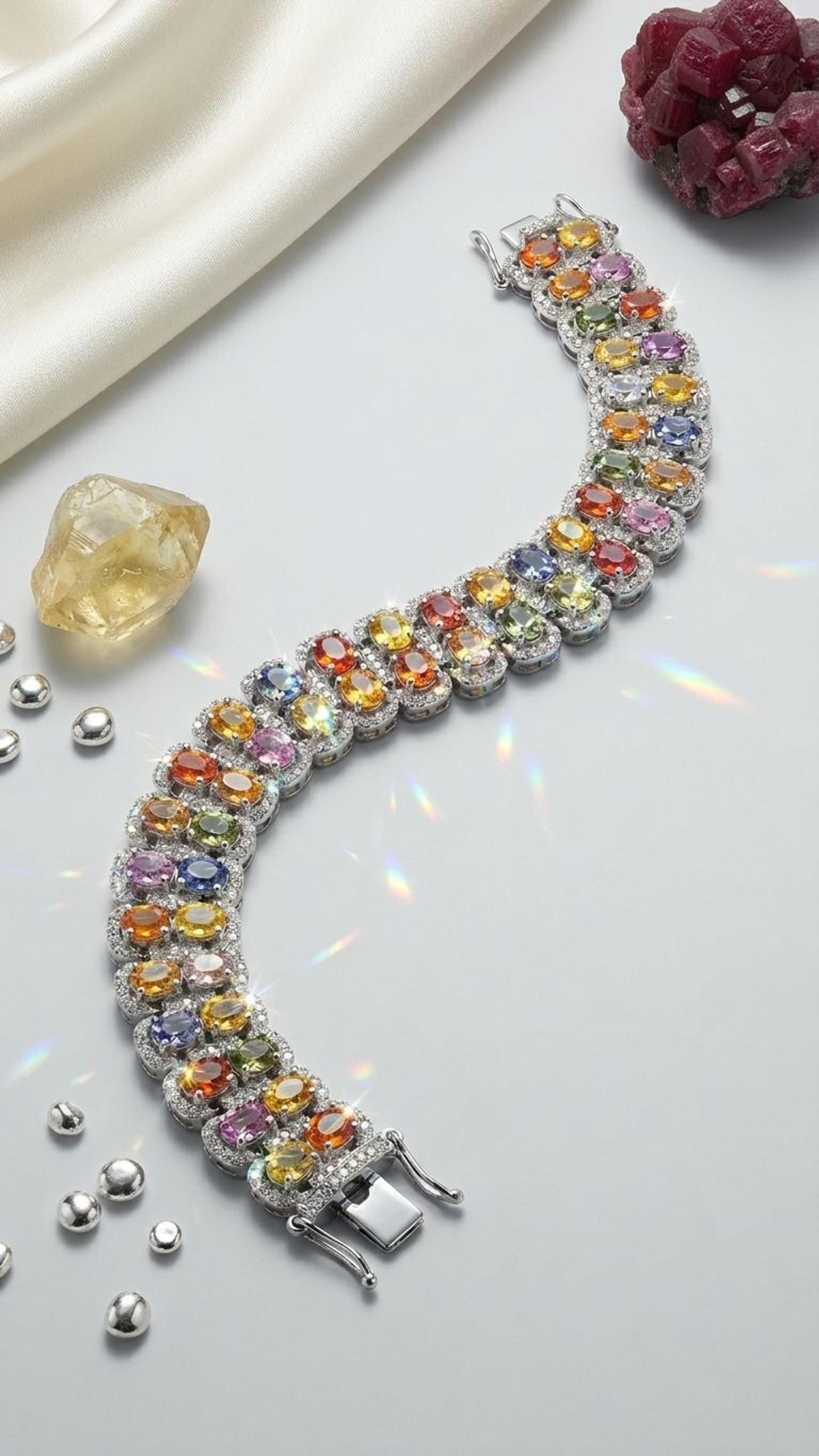 Multi Sapphire Multi Sapphire Bracelet — 92.5 Sterling Silver