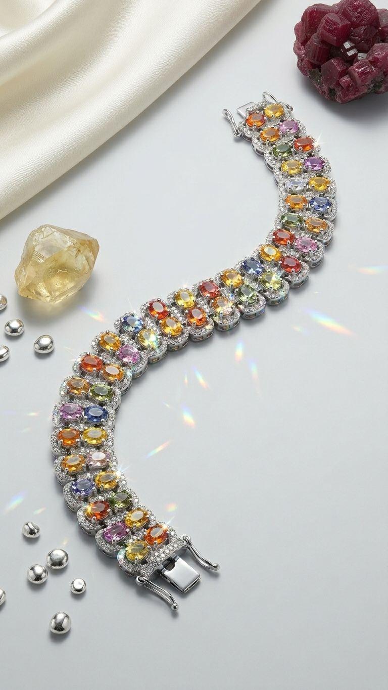 Multi Sapphire Multi Sapphire Bracelet — 92.5 Sterling Silver