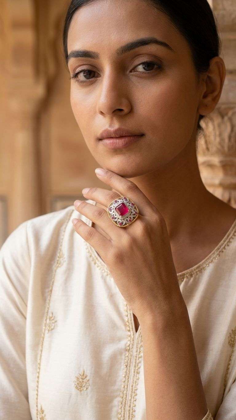 Ruby Ring in 92.5 sterling silver by Surya Jewellers Jaipur