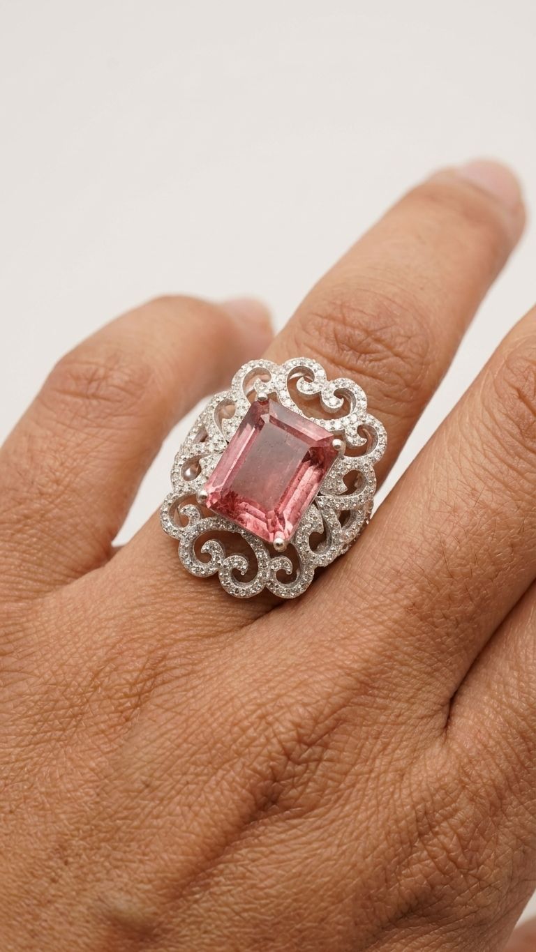 Tourmaline Ring view 2 — Rings in 92.5 Sterling Silver