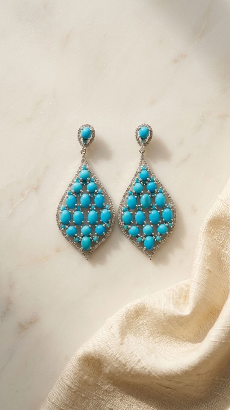 Turquoise Earrings view 2 — Earrings in 92.5 Sterling Silver