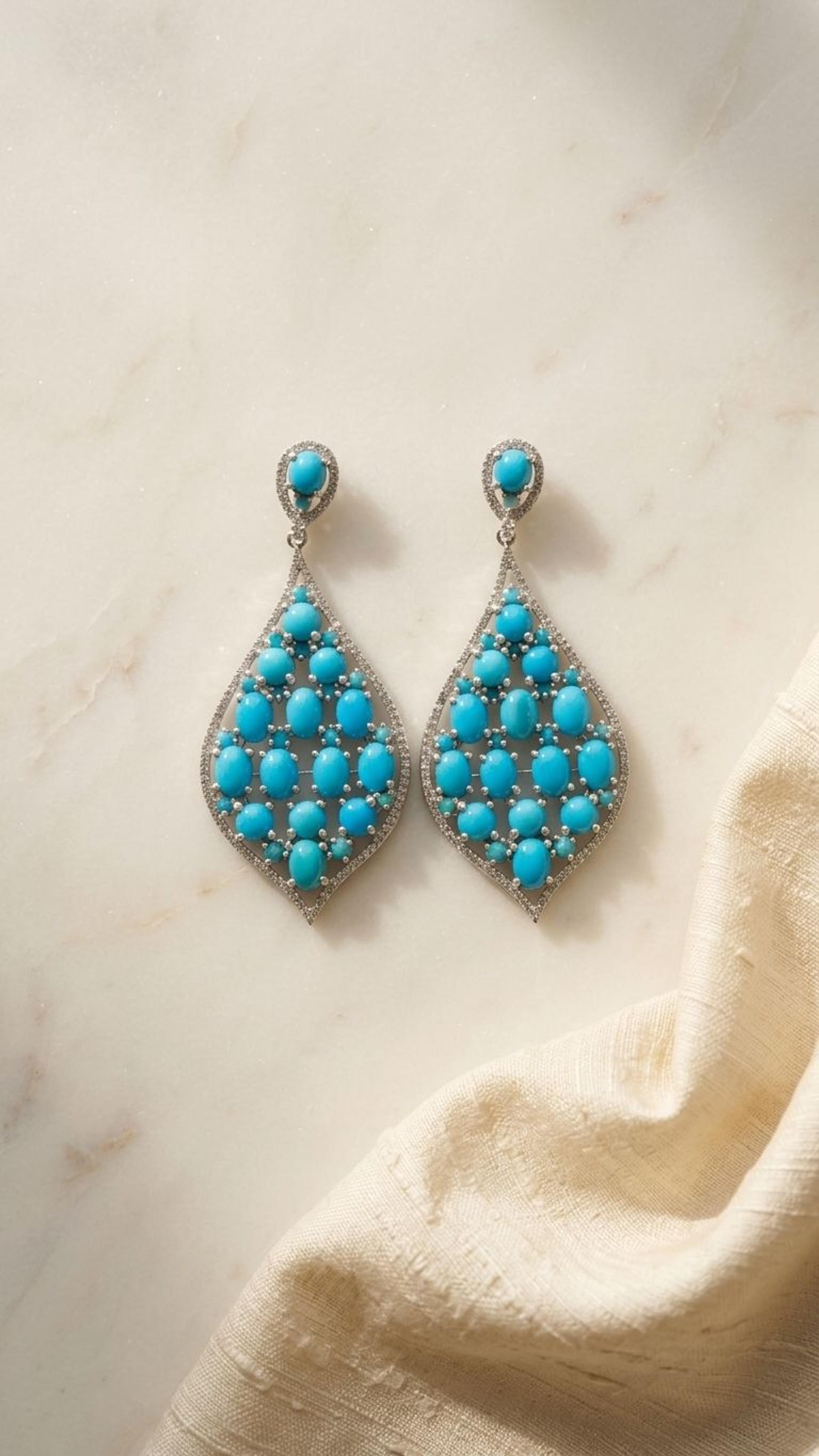 Turquoise Earrings view 2 — Earrings in 92.5 Sterling Silver