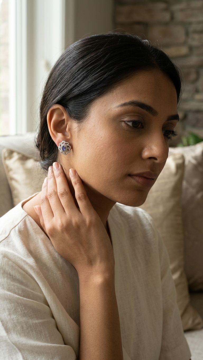 Tanzanite Stud view 3 — Studs in 92.5 Sterling Silver